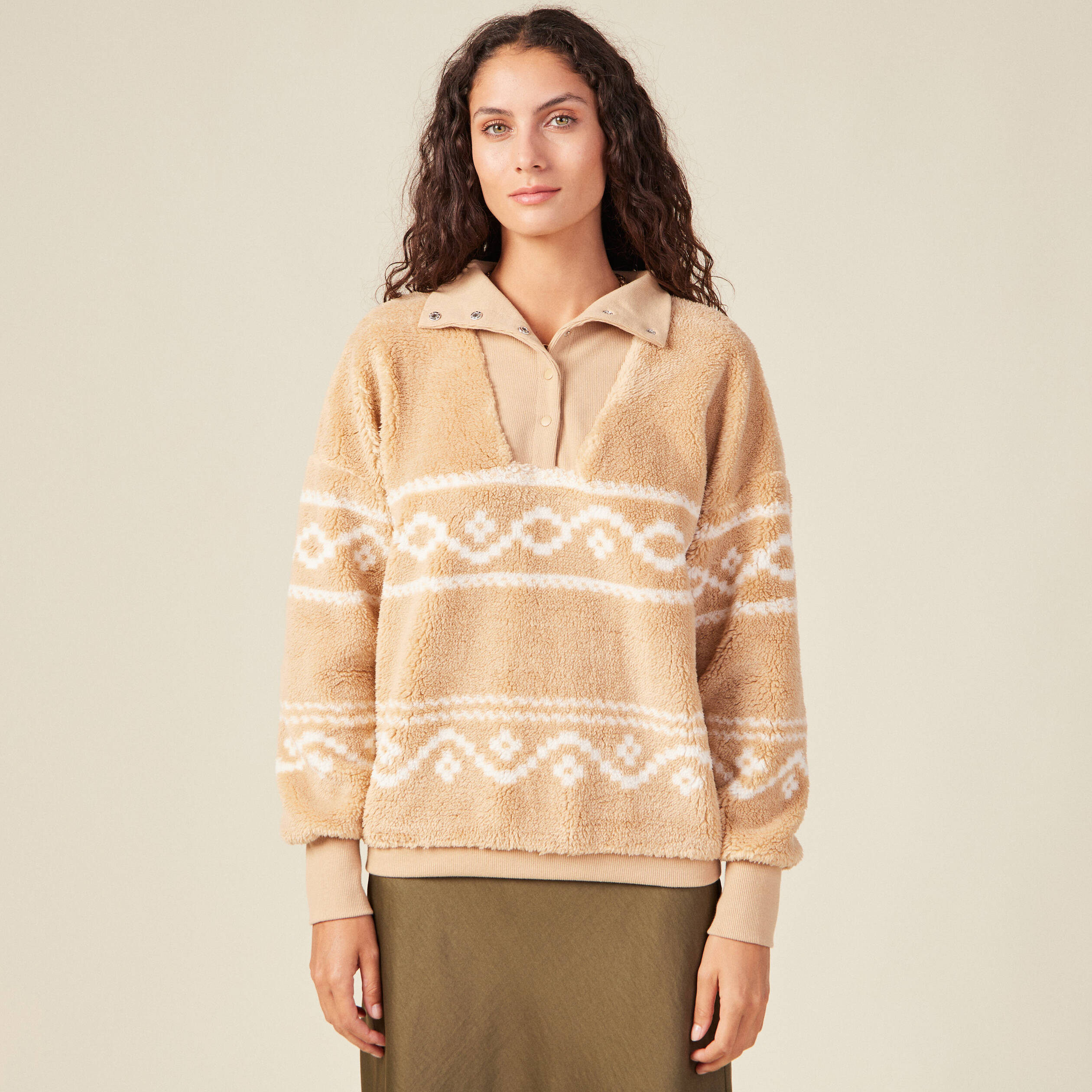 Sweat éco-responsable beige femme