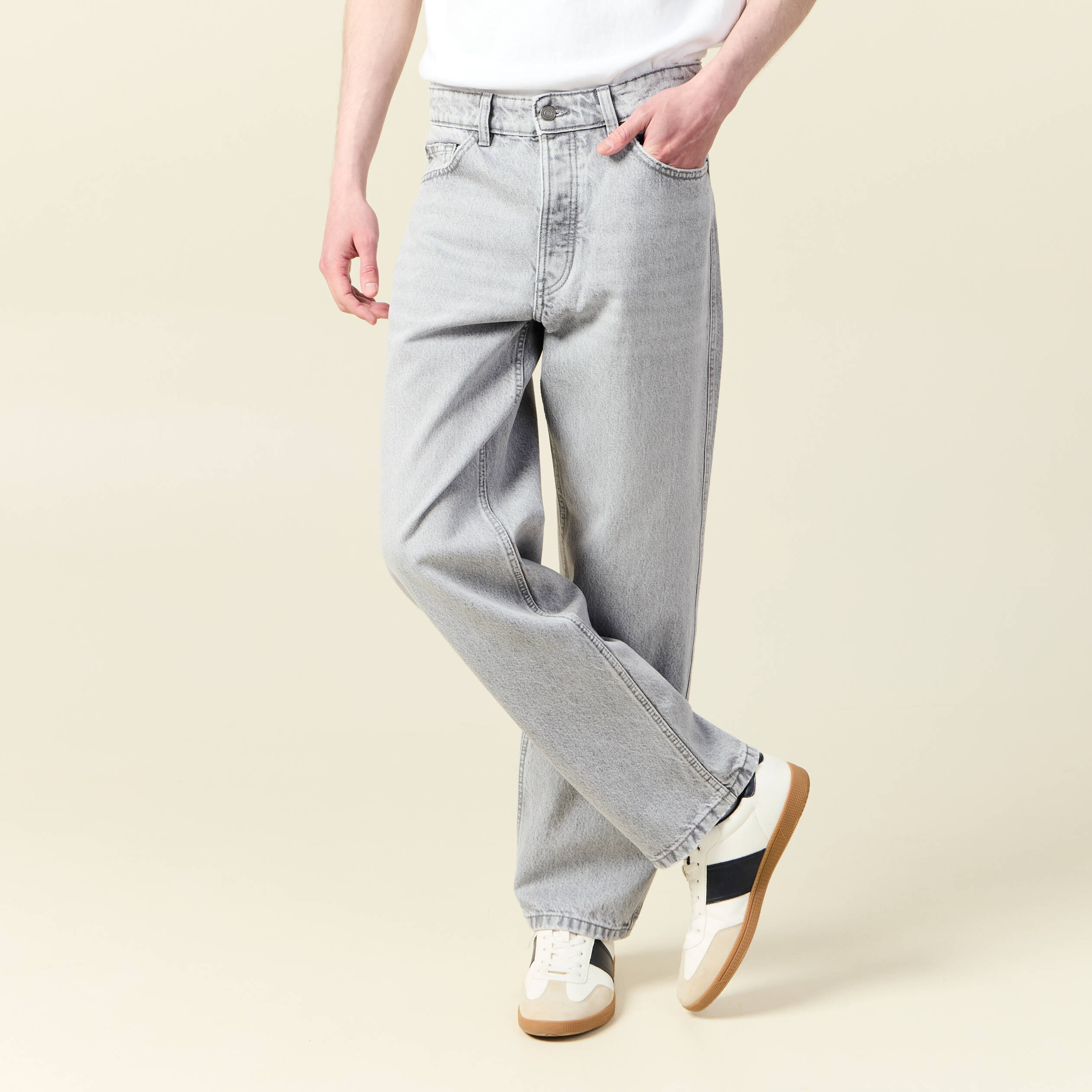 jeans large relaxed denim snow gris homme Jeans large relaxed denim snow gris homme