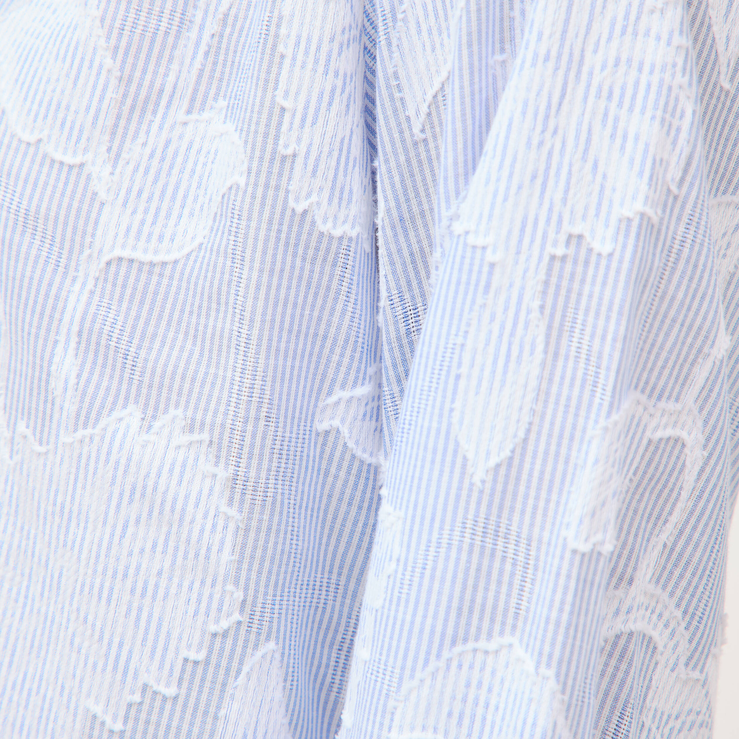 Chemise en coton col V manches longues bleu gris femme
