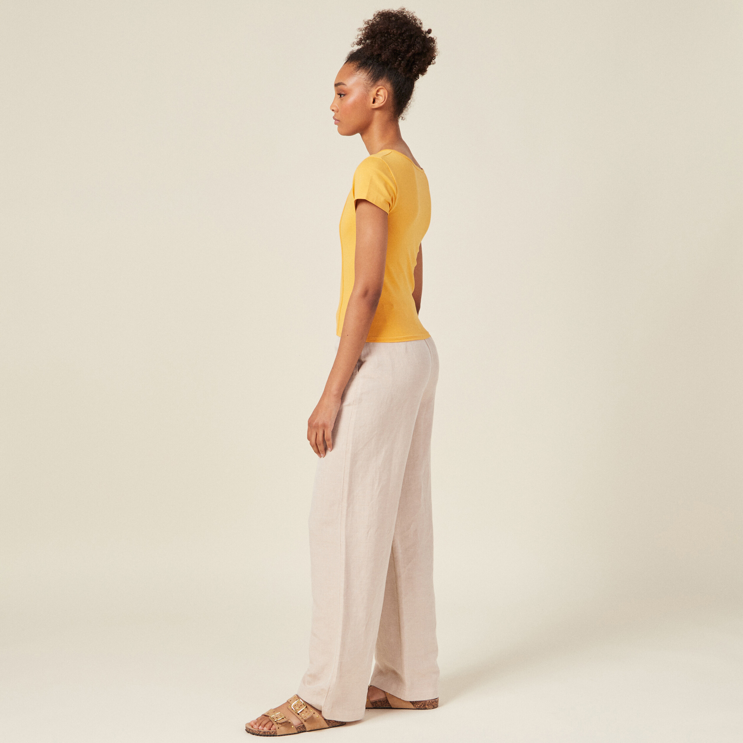 t shirt manches courtes jaune femme T-shirt manches courtes jaune femme