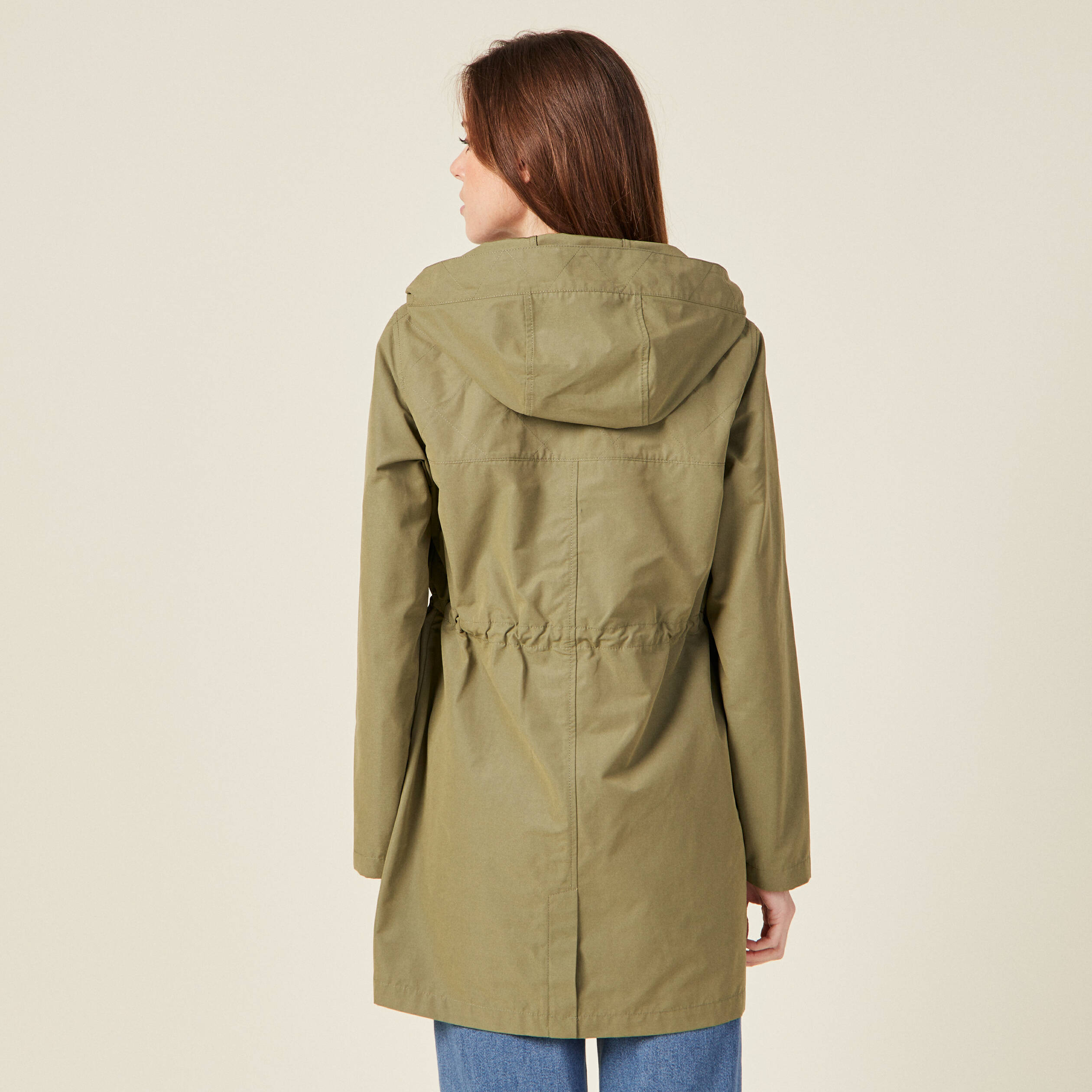 Parka a capuche deperlante vert kaki femme Bonobo