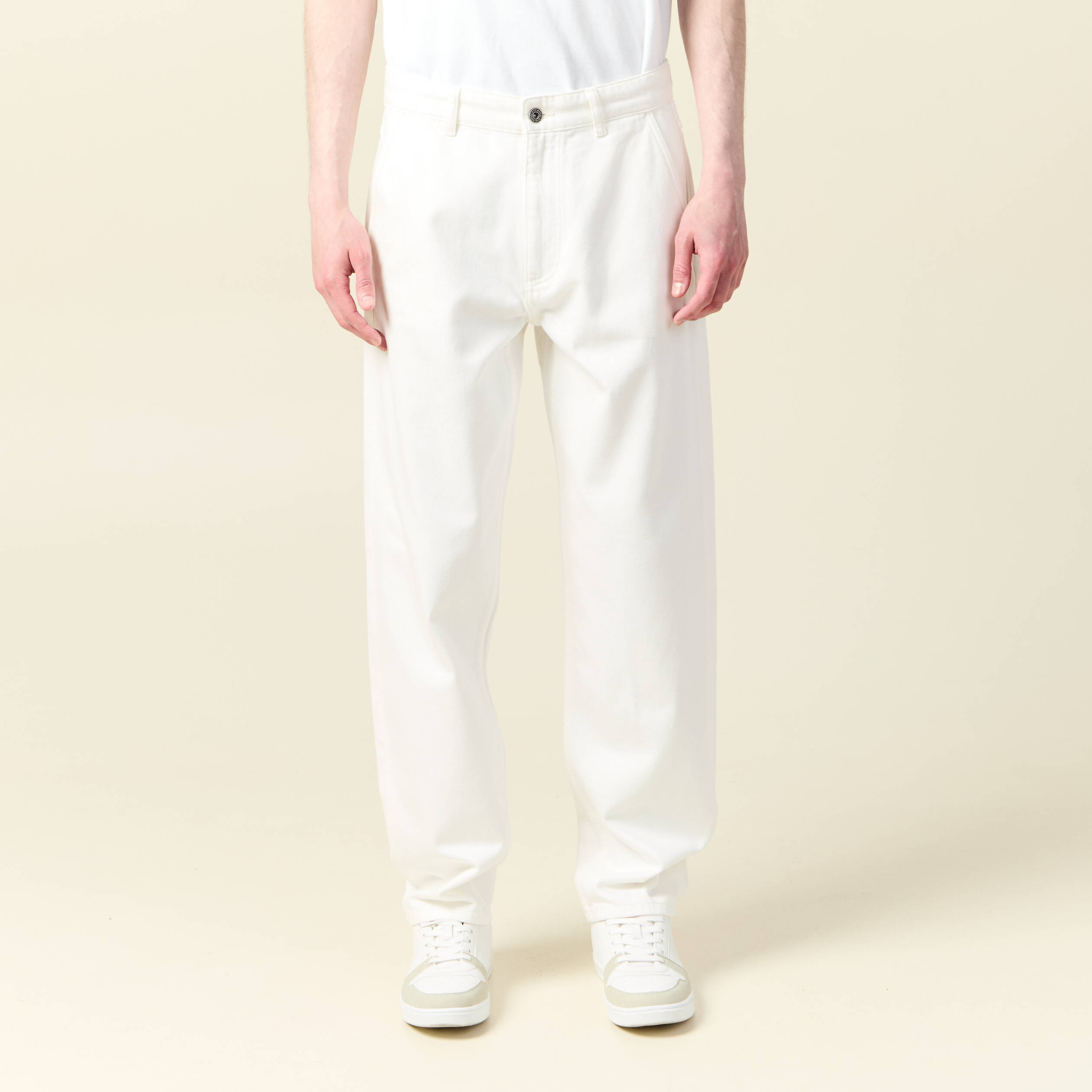 chino droit longueur 32 coton denim blanc homme Chino droit longueur 32 coton denim blanc homme