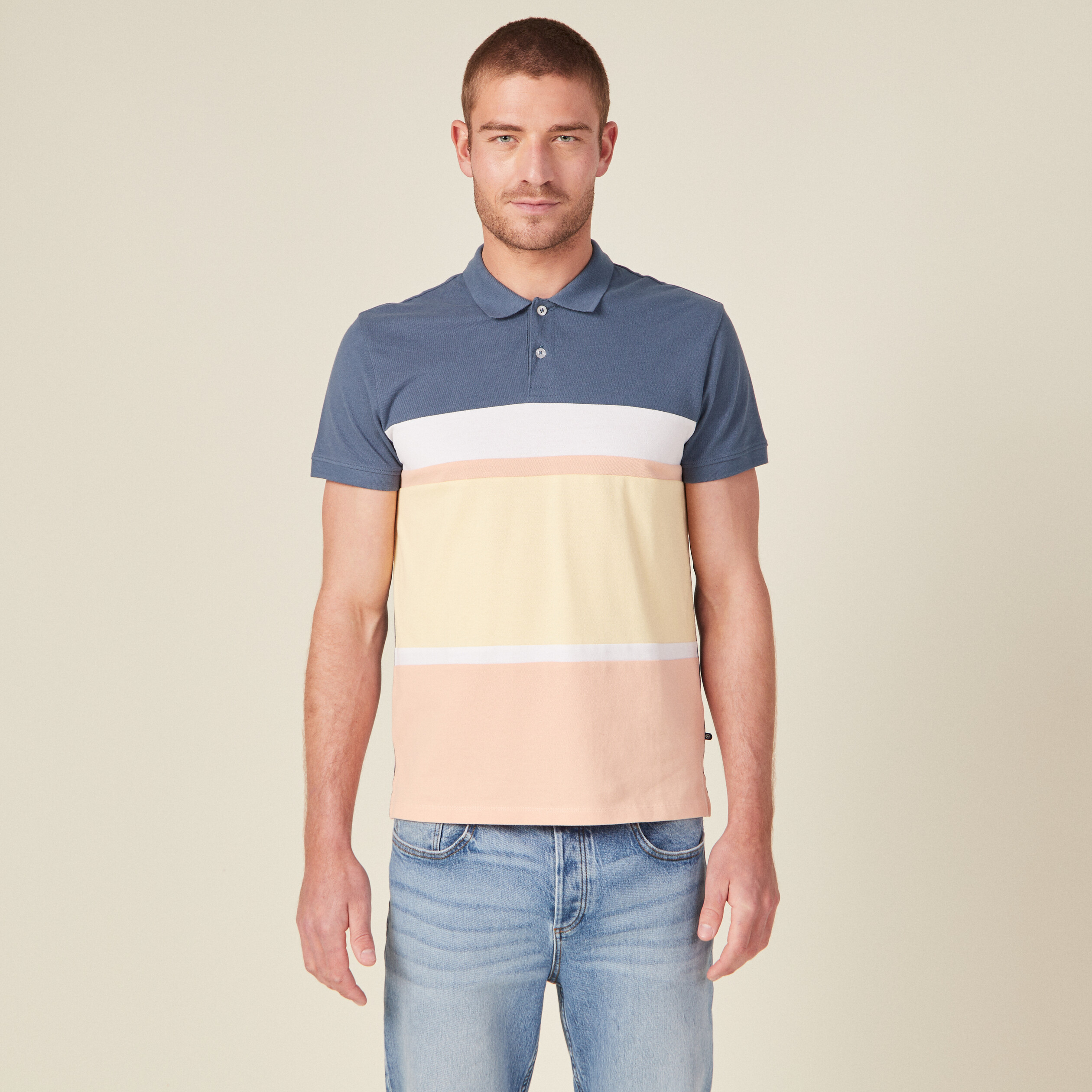 Polo éco-responsable bleu gris homme