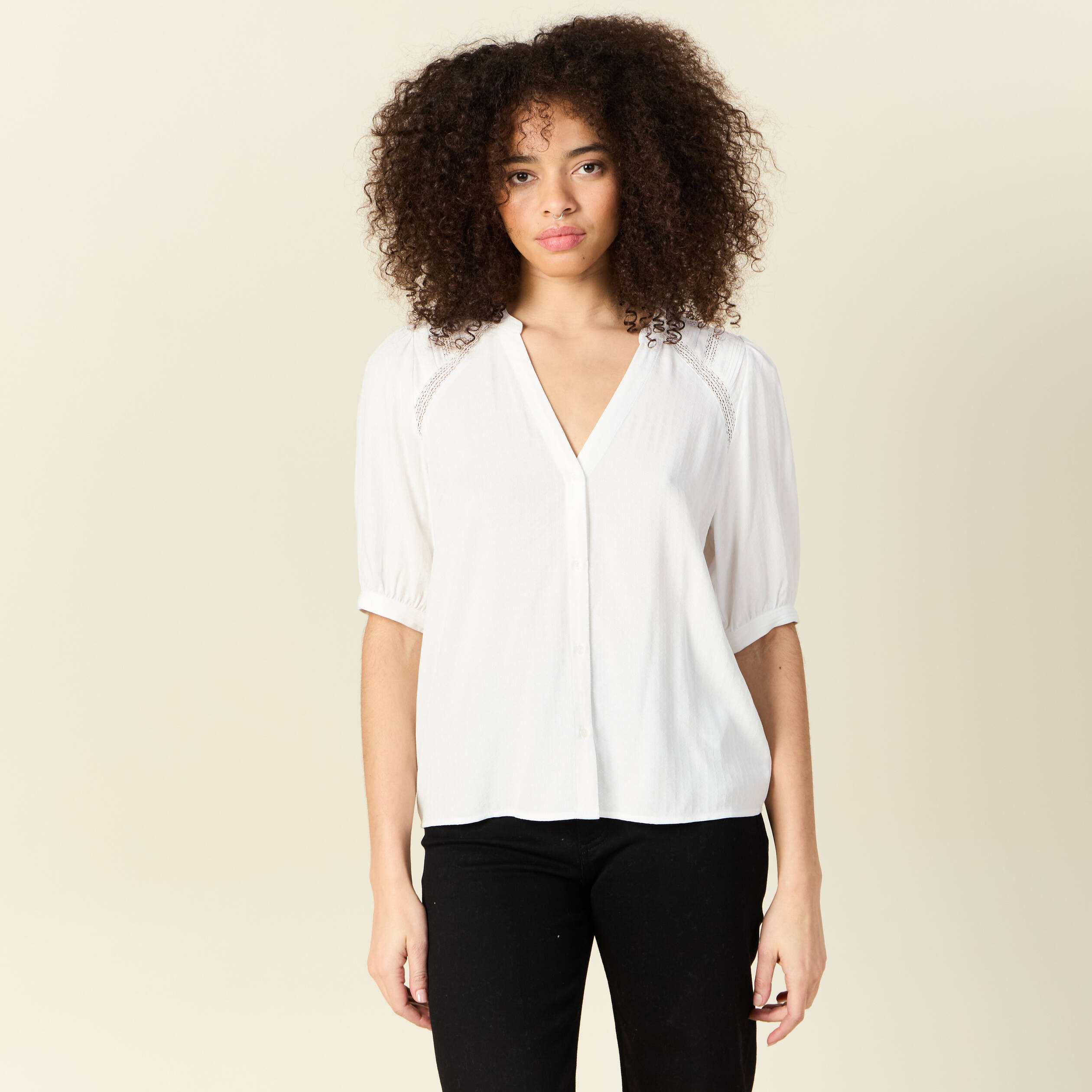 chemise manches courtes ecru femme Chemise manches courtes ecru femme