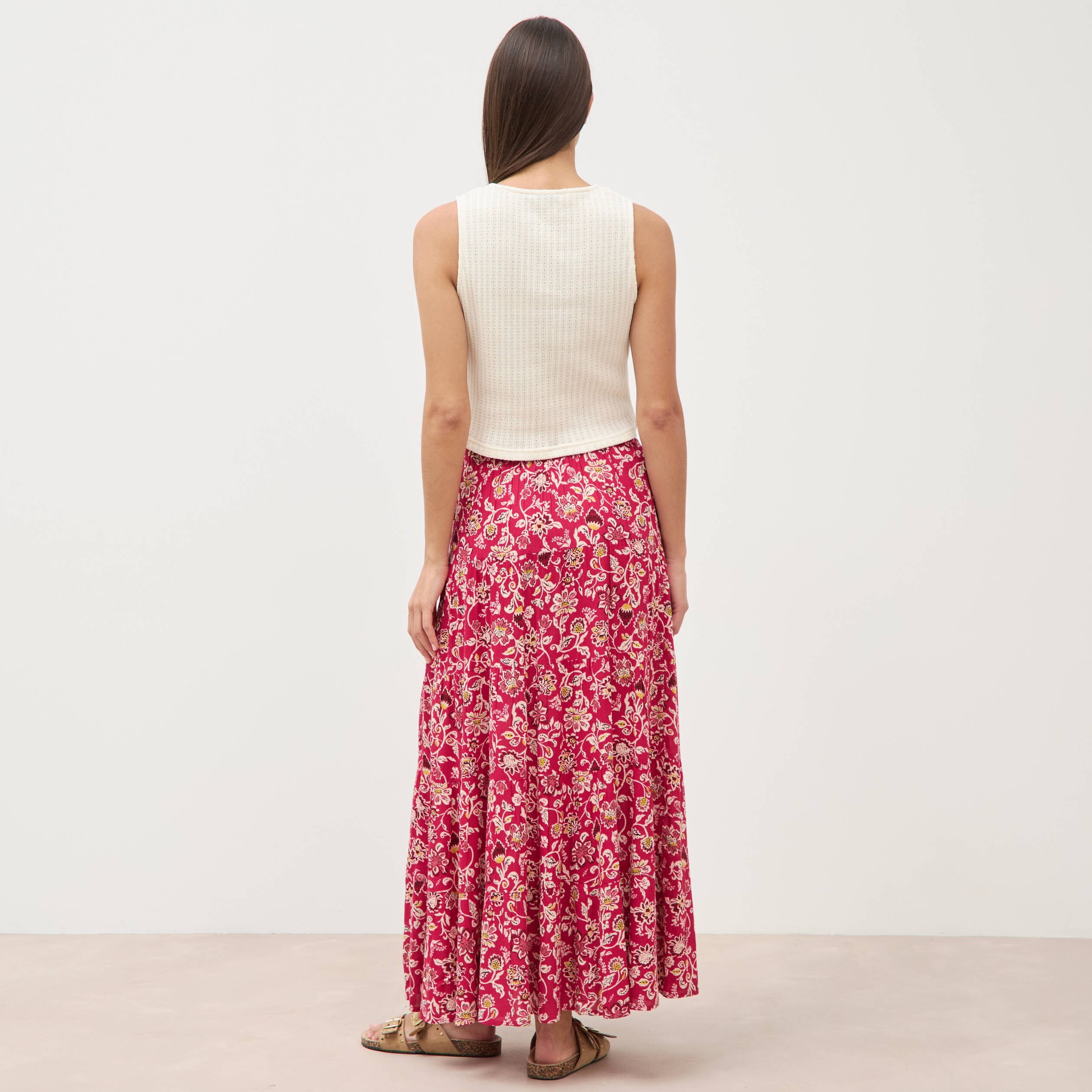 Jupe fluide rouge cerise femme
