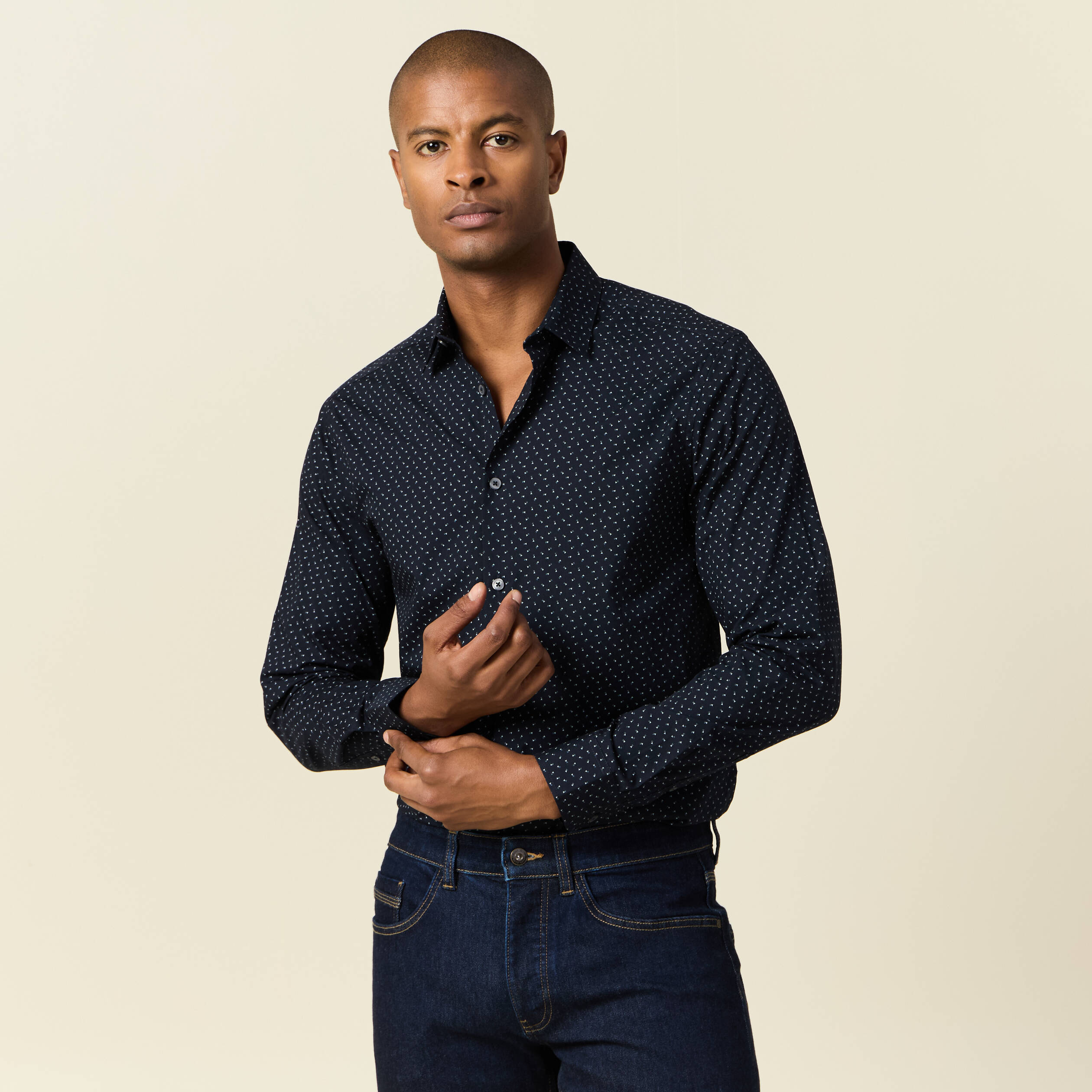 Chemise Homme Manche Longue Hawaienne Fleurs Imprimé Plage en Lin Bleu