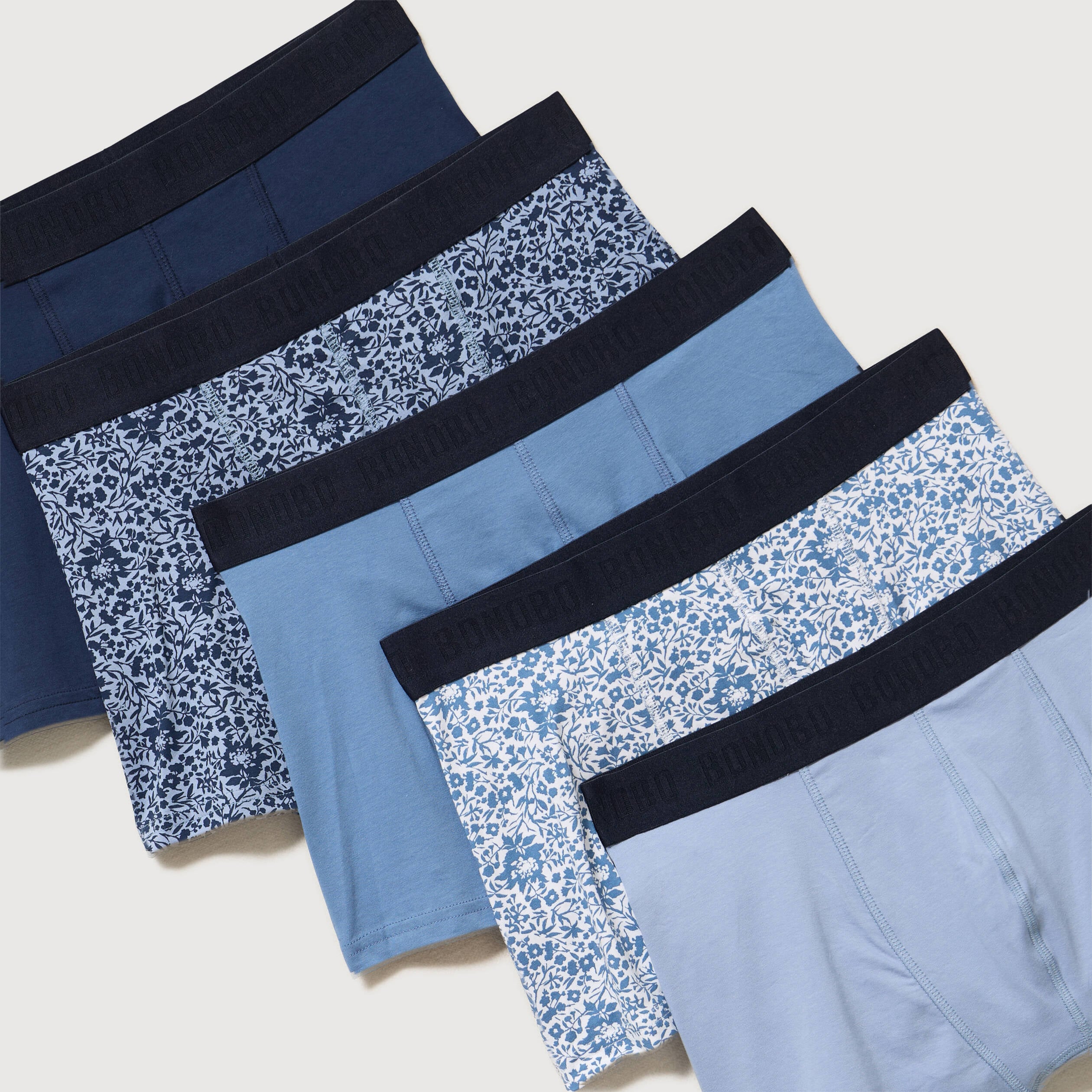 Lot de 5 boxers bleu gris homme