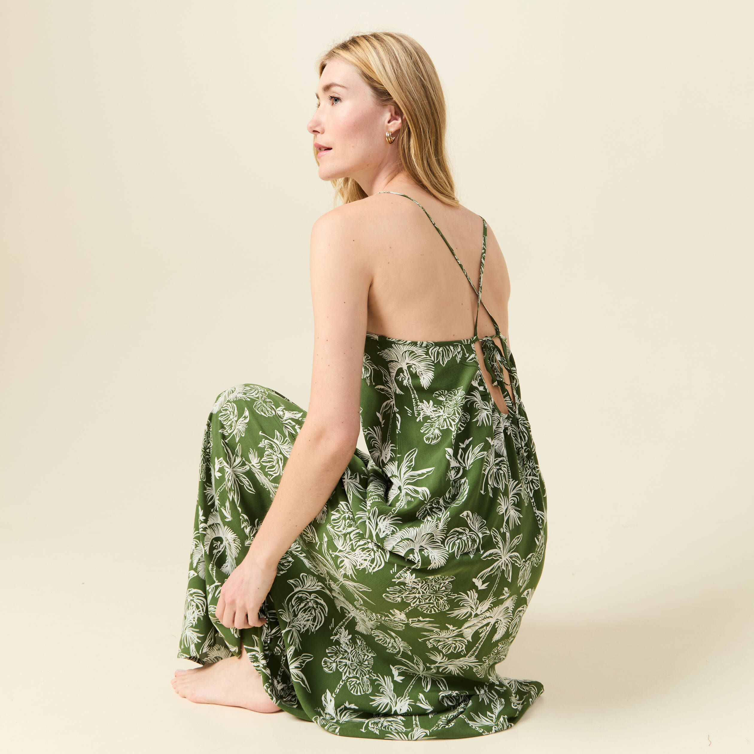 robe longue droite bretelles vert femme Robe longue droite bretelles vert femme