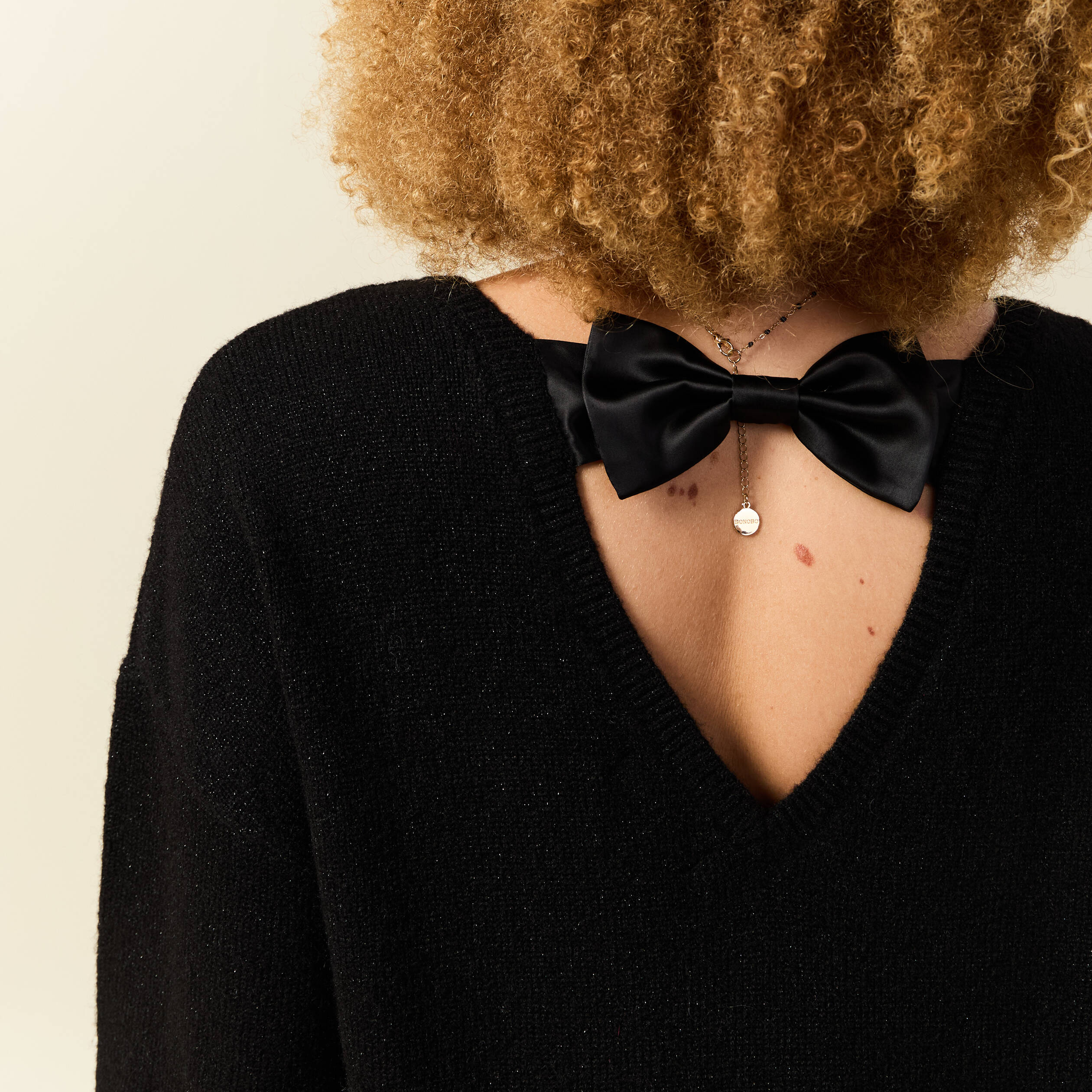 Robe pull fin manches longues noir femme