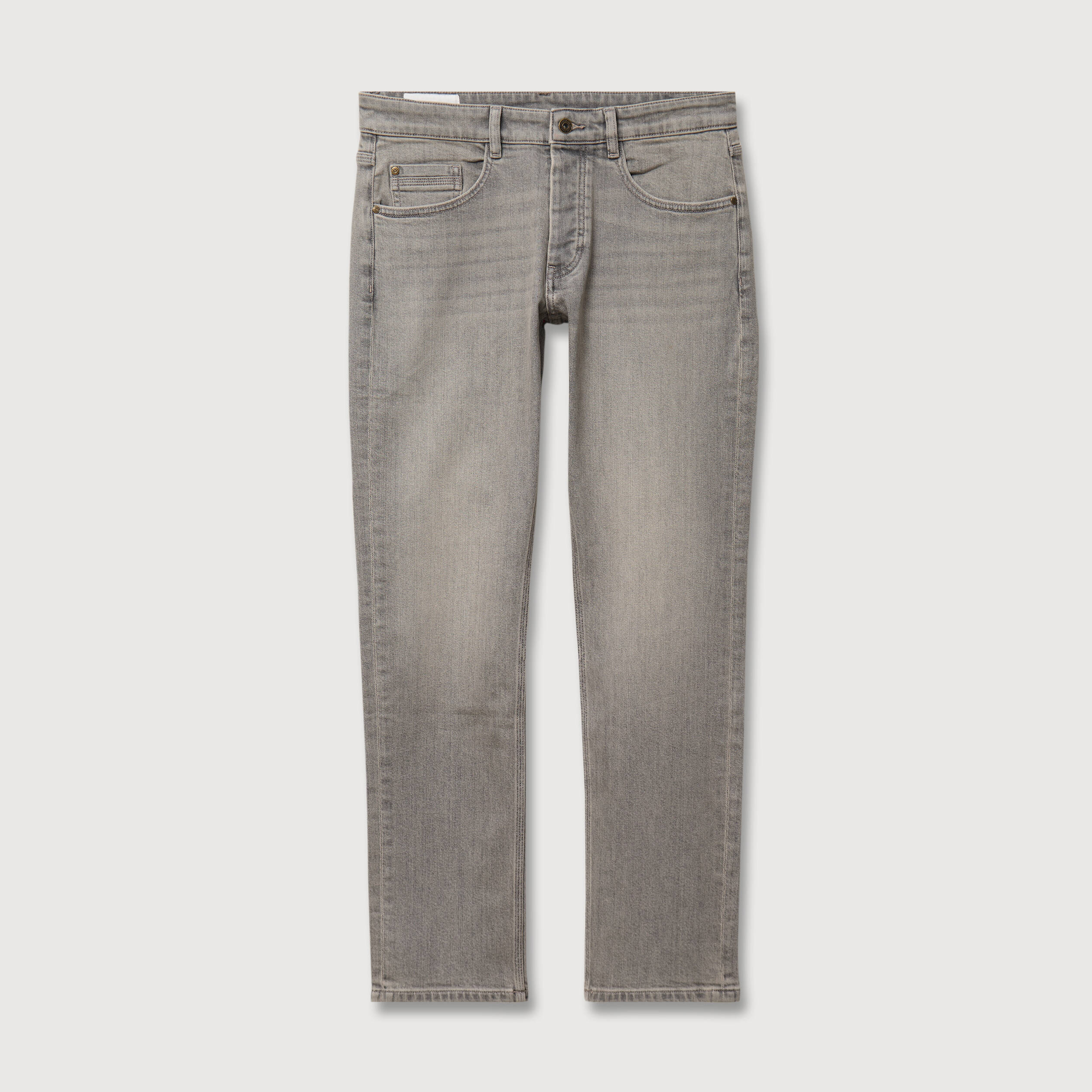 Jeans straight longueur 32 en coton denim snow gris homme