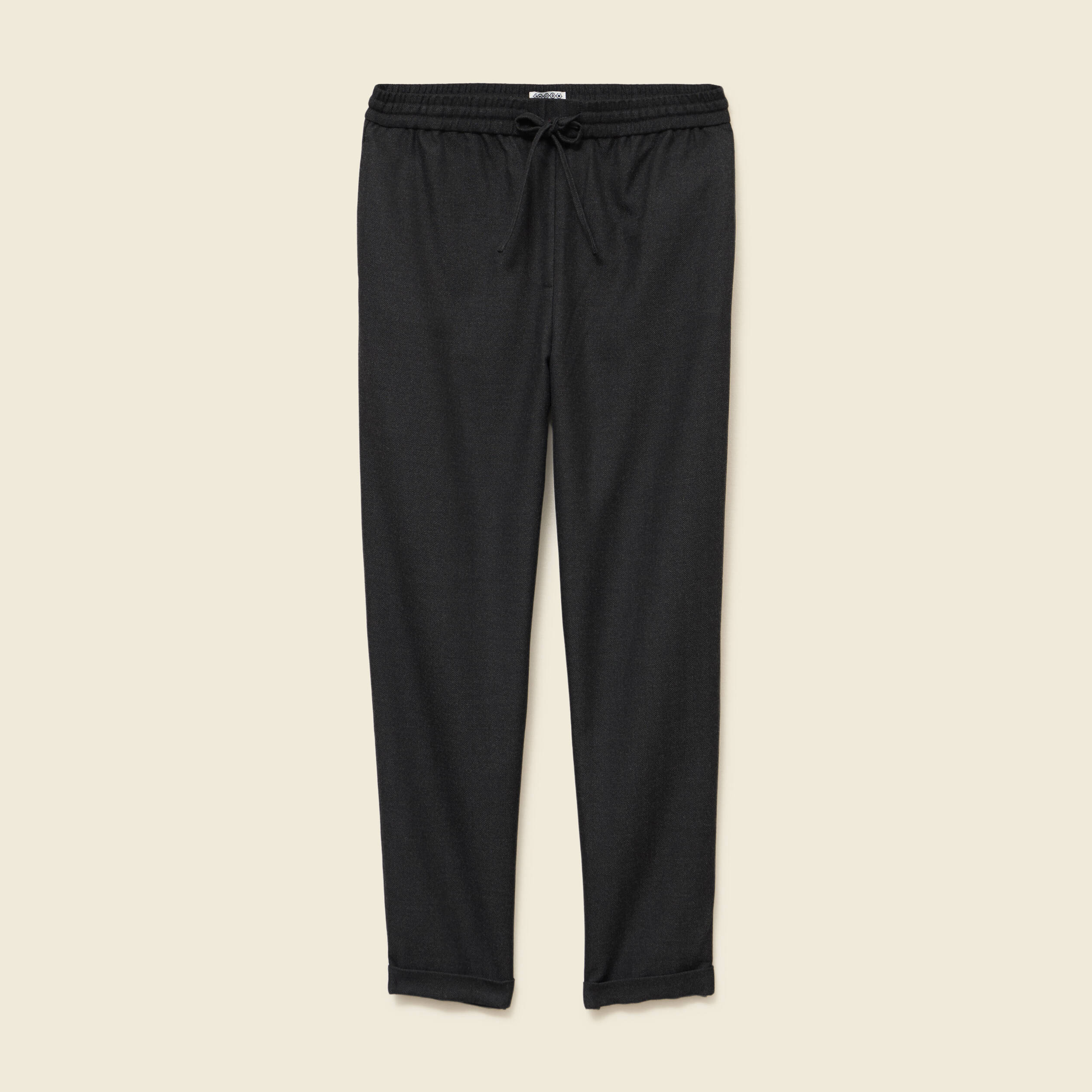 Pantalon taille haute en jeans gris fonc&eacute; femme