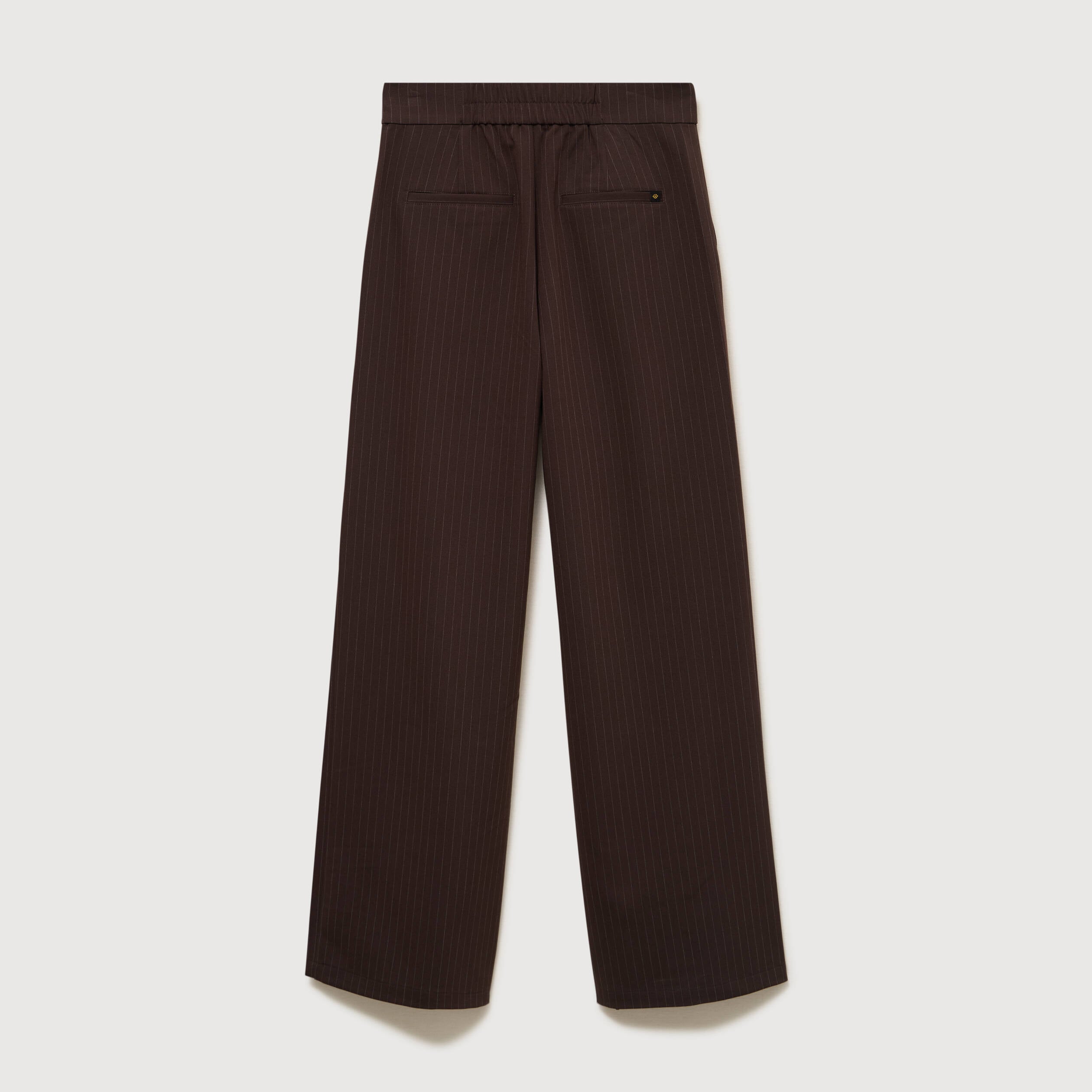 Pantalon large taille haute fluide marron fonc&eacute; femme