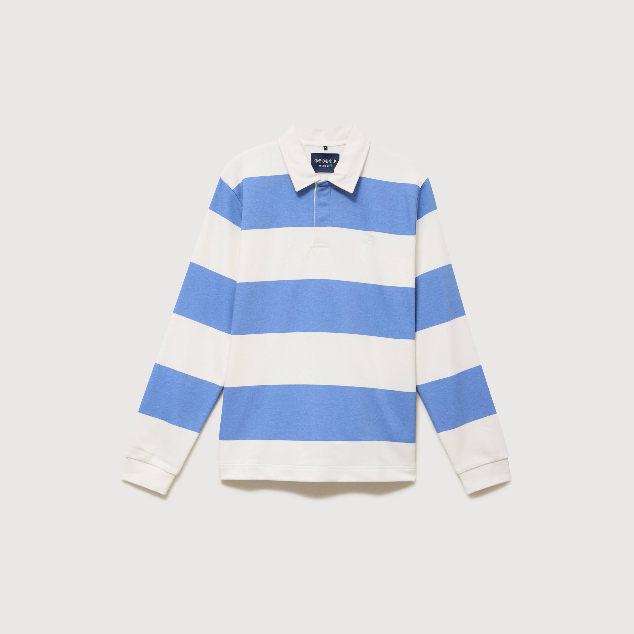 Polo manches longues broderie bleu violet homme