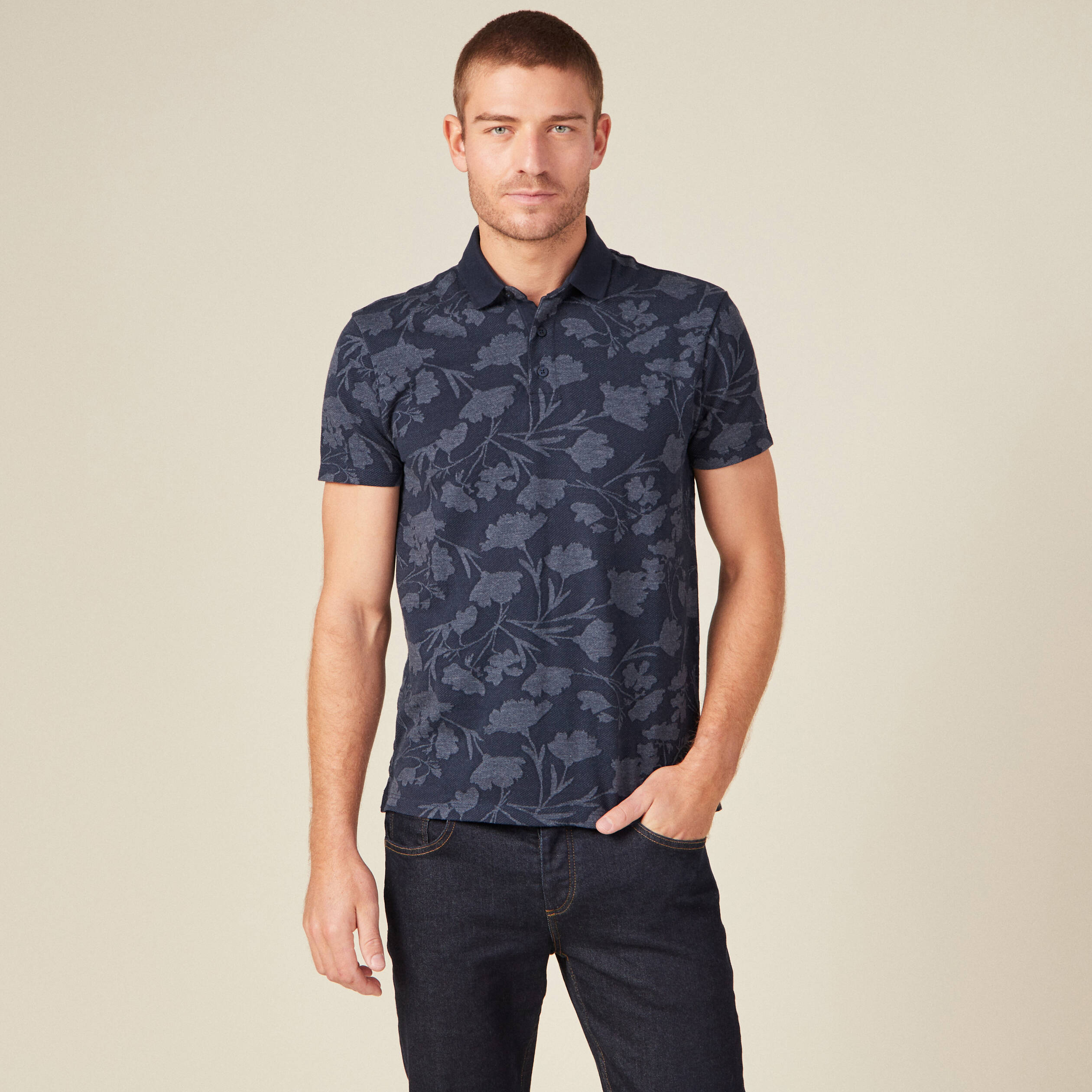 Polo manches courtes bleu marine homme