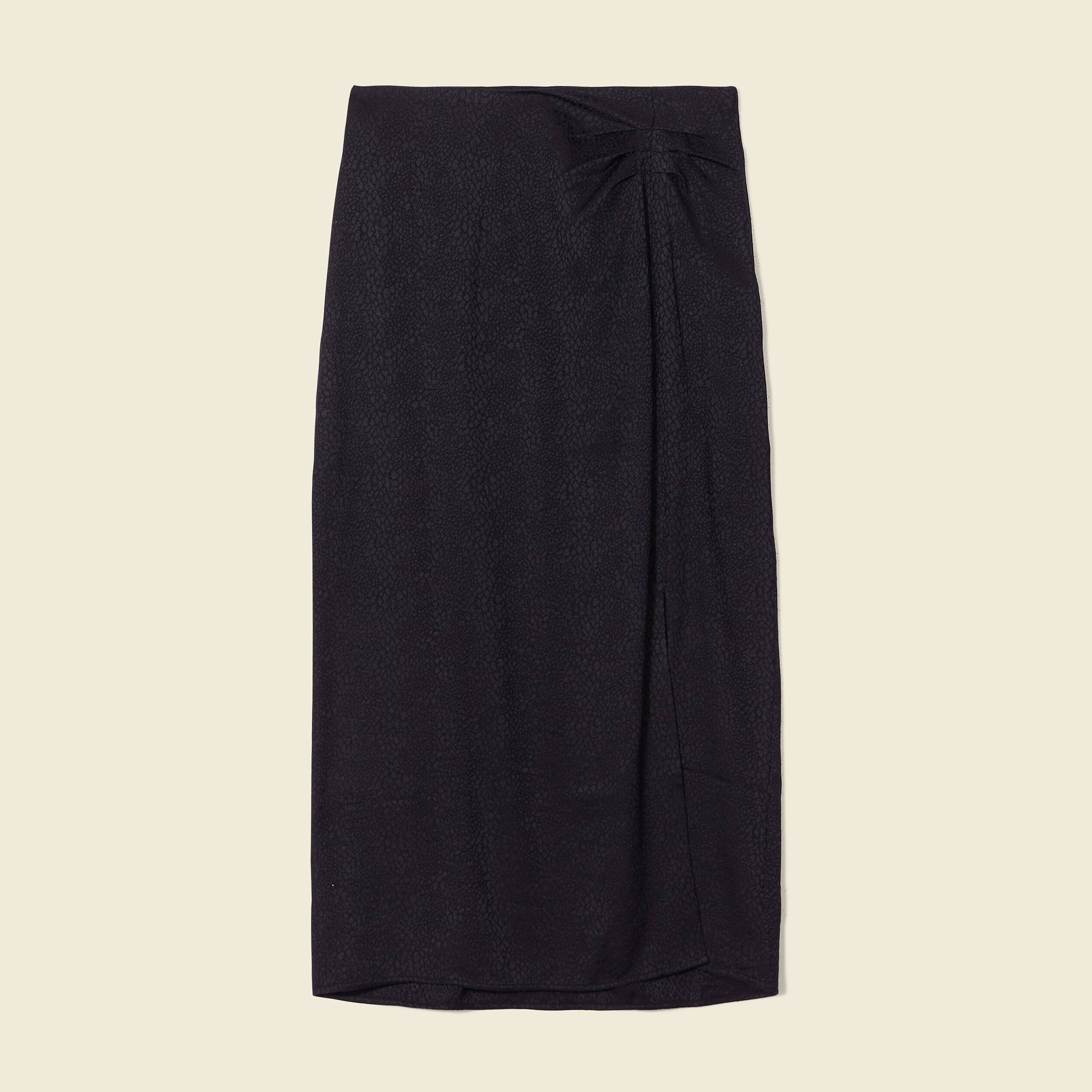 jupe midi droite fendue satin noir femme Jupe midi droite fendue satin noir femme