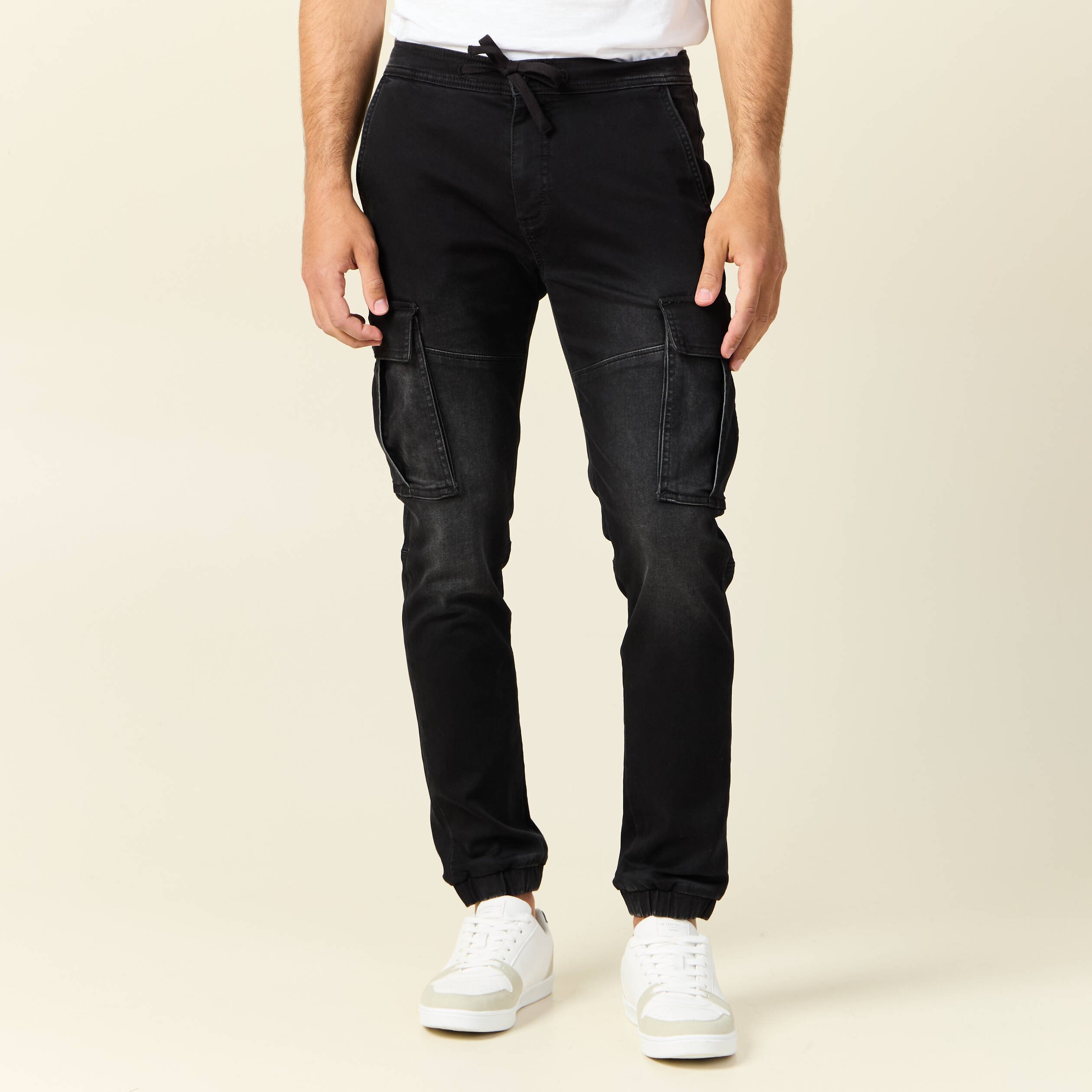 jeans battle a coulisse denim noir homme Jeans battle à coulisse denim noir homme