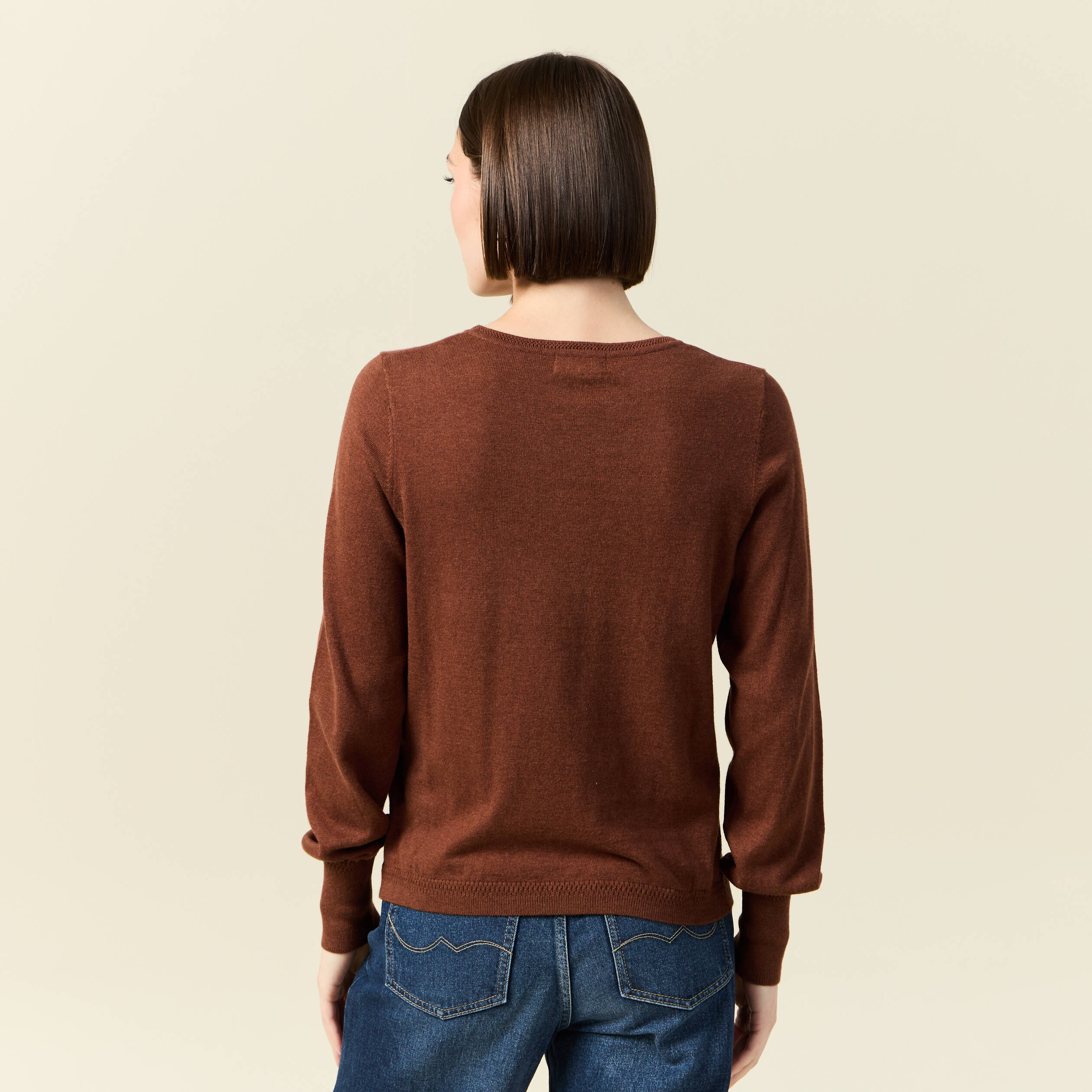 pull manches longues marron fonce femme Pull manches longues marron foncé femme