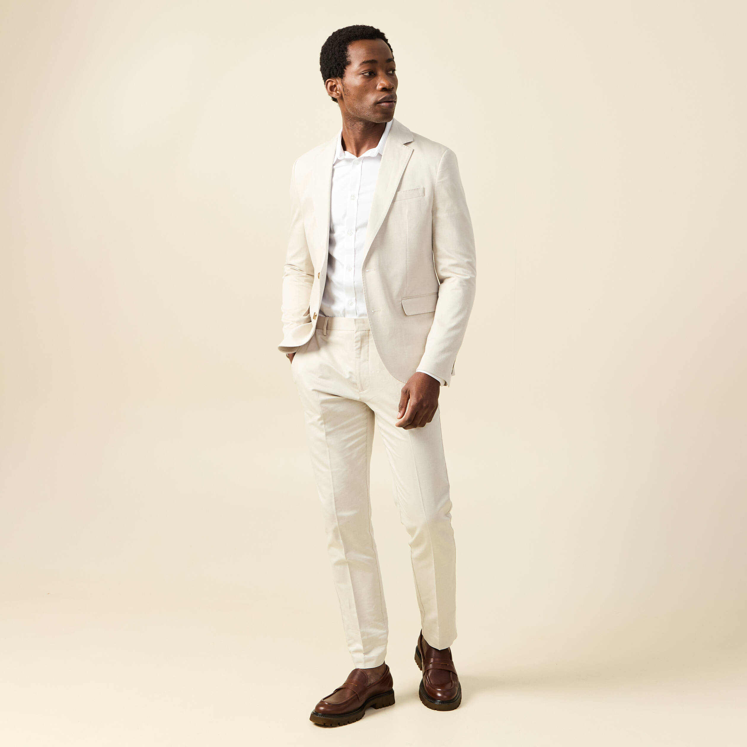 Blazer manches longues col classique sable homme