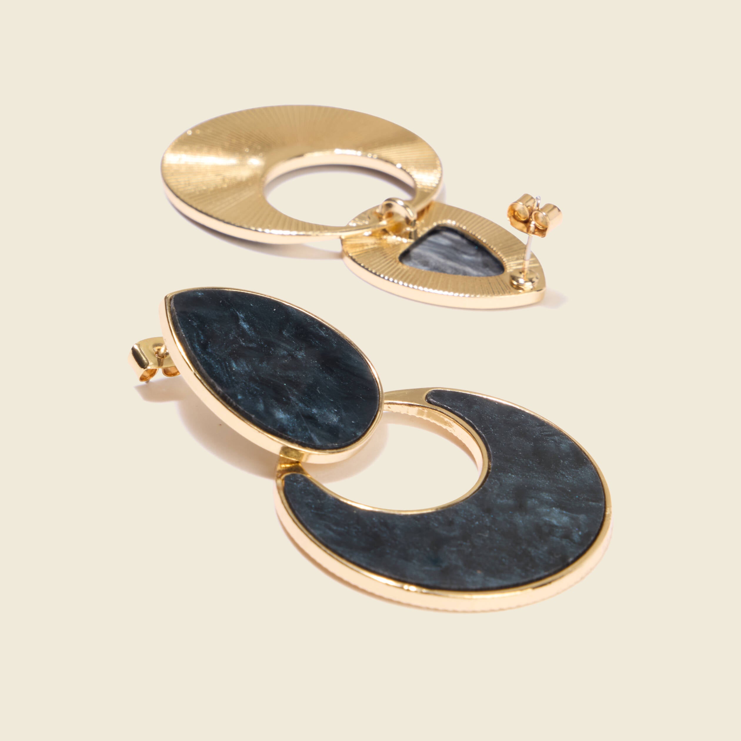 Boucles d'oreilles bleu canard femme