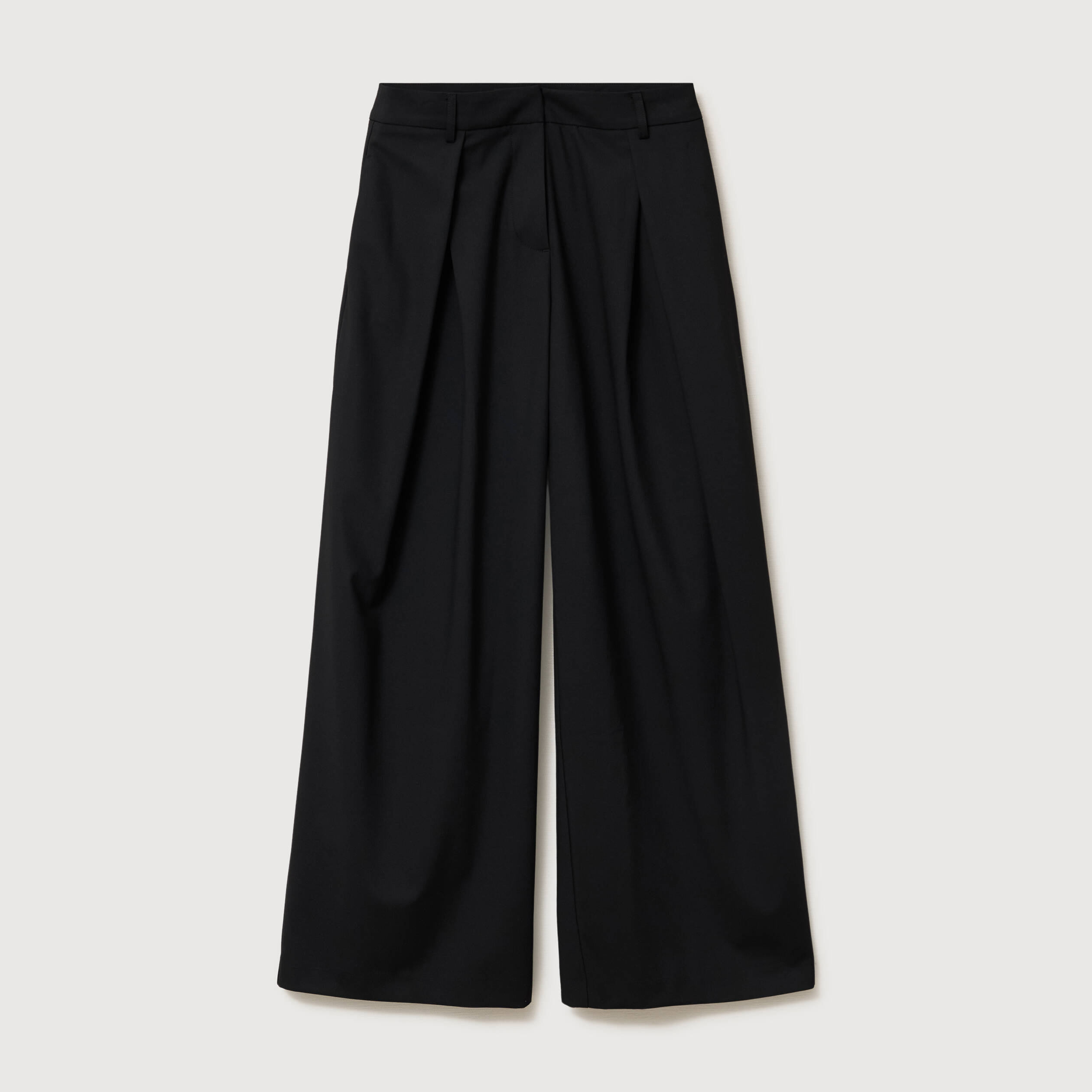 Pantalon large taille standard noir femme