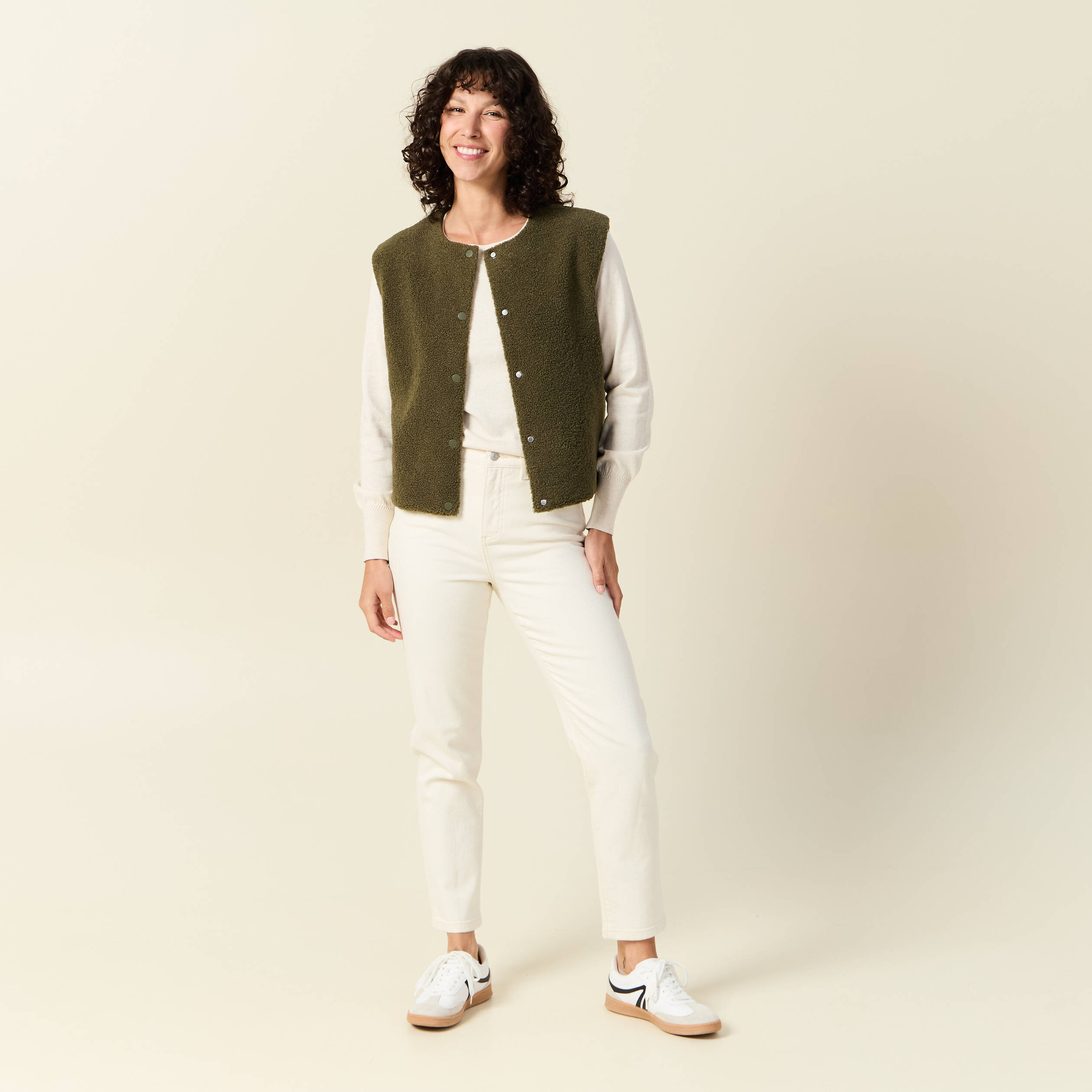 Pull manches longues creme femme