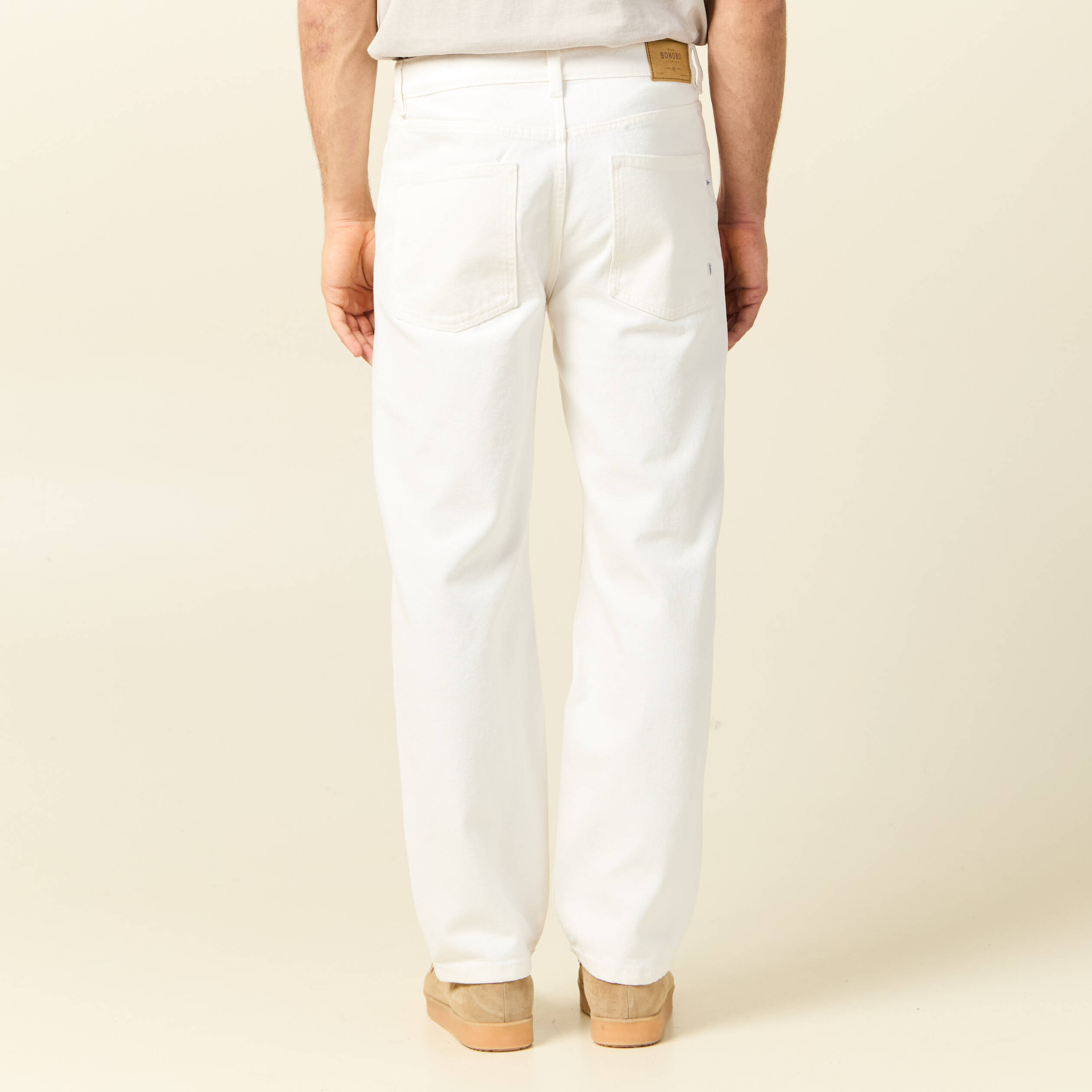jeans relax 5 poches denim blanc homme Jeans relax 5 poches denim blanc homme