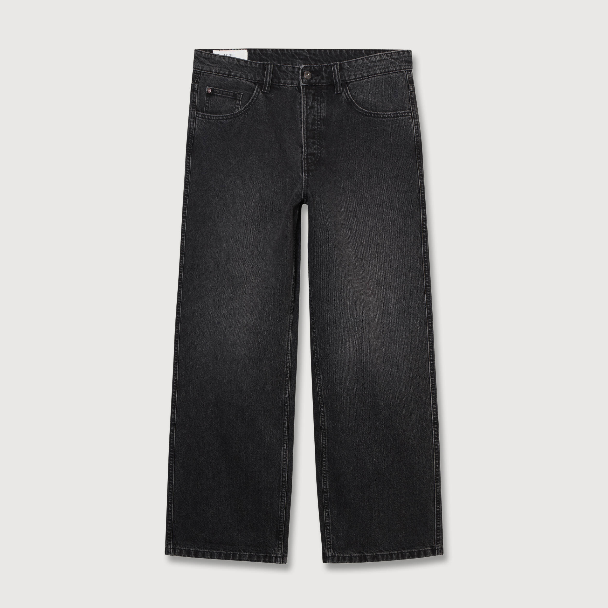 Jeans large 5 poches longueur 32 denim snow noir homme