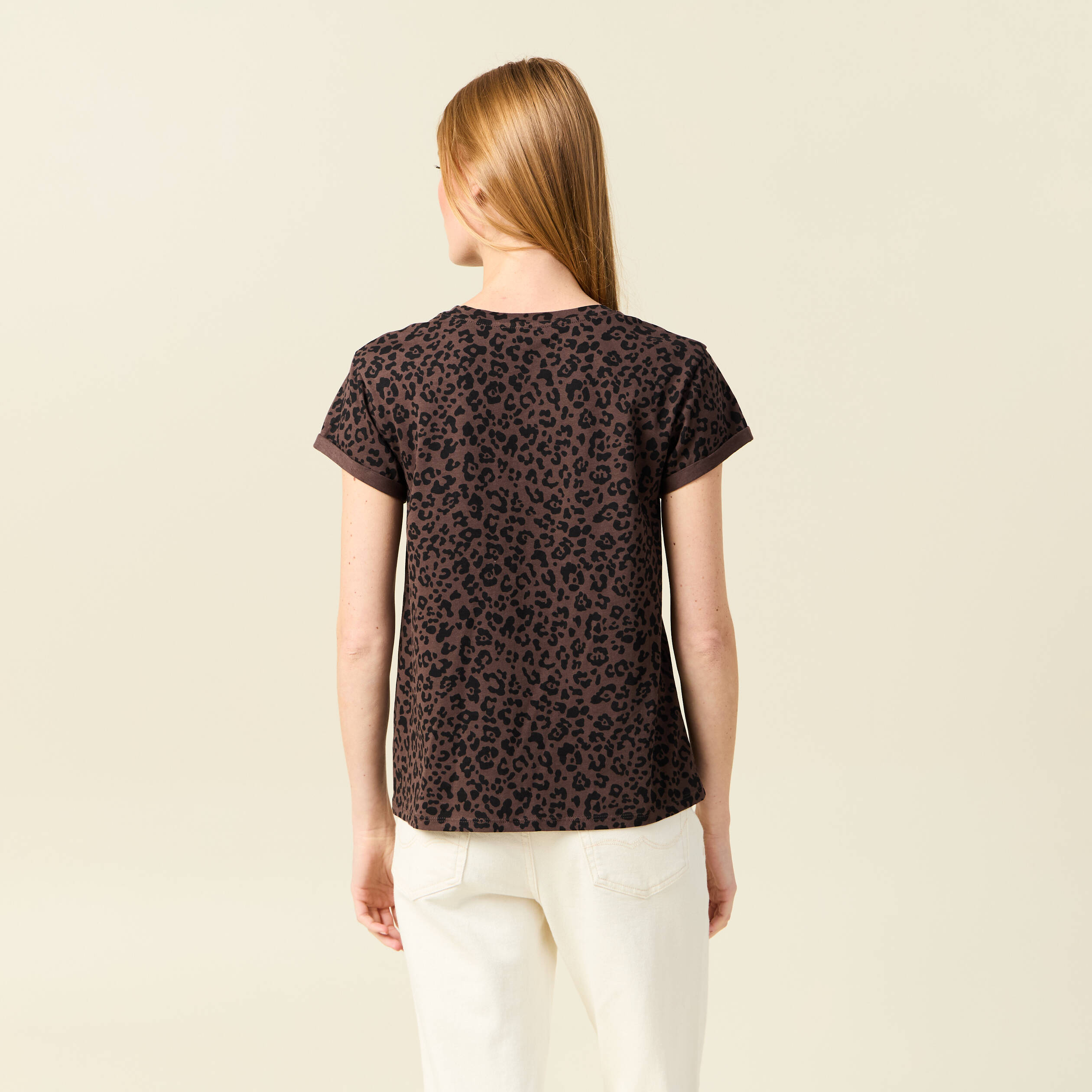 t shirt manches courtes marron fonce femme T-shirt manches courtes marron foncé femme