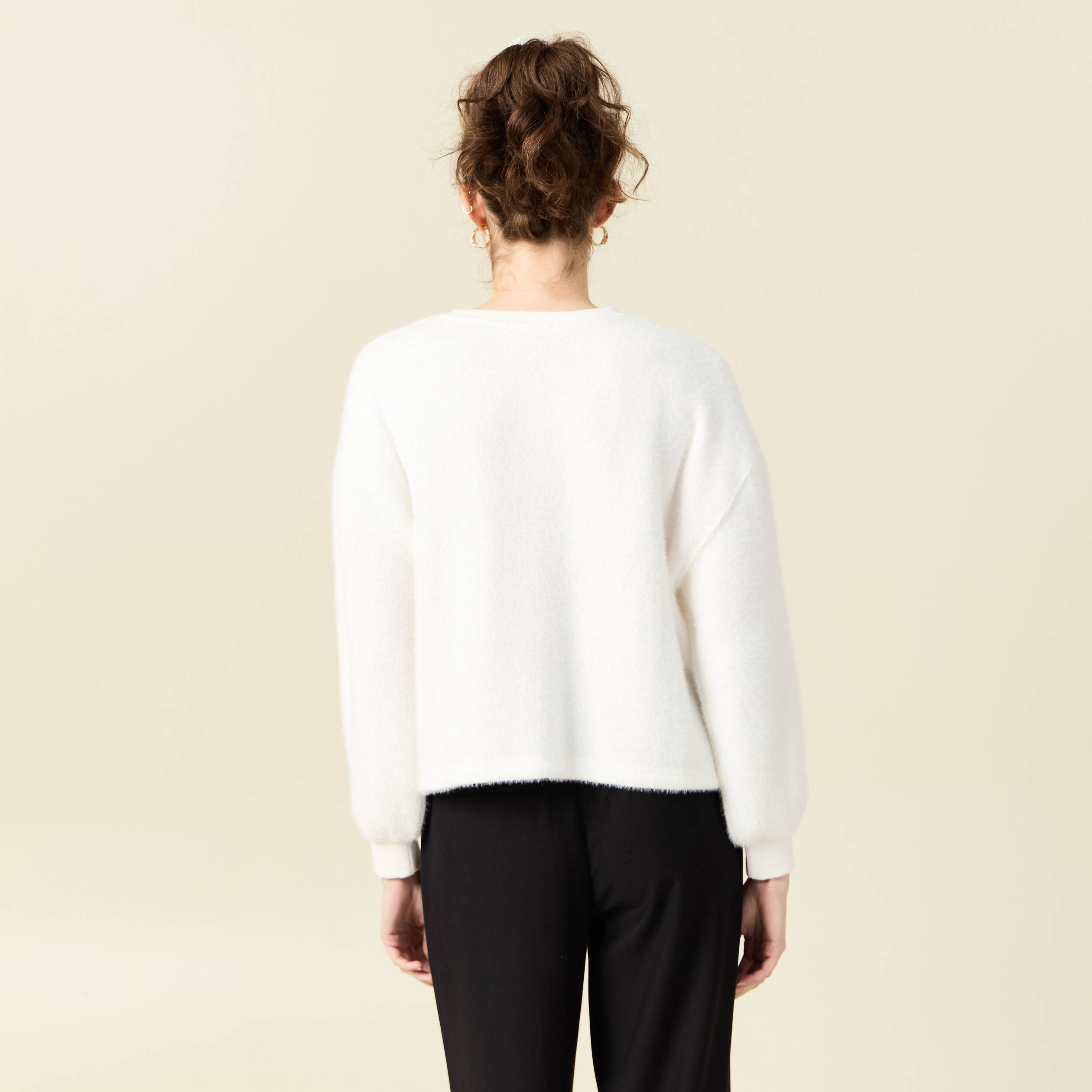 sweat manches longues ecru femme Sweat manches longues ecru femme