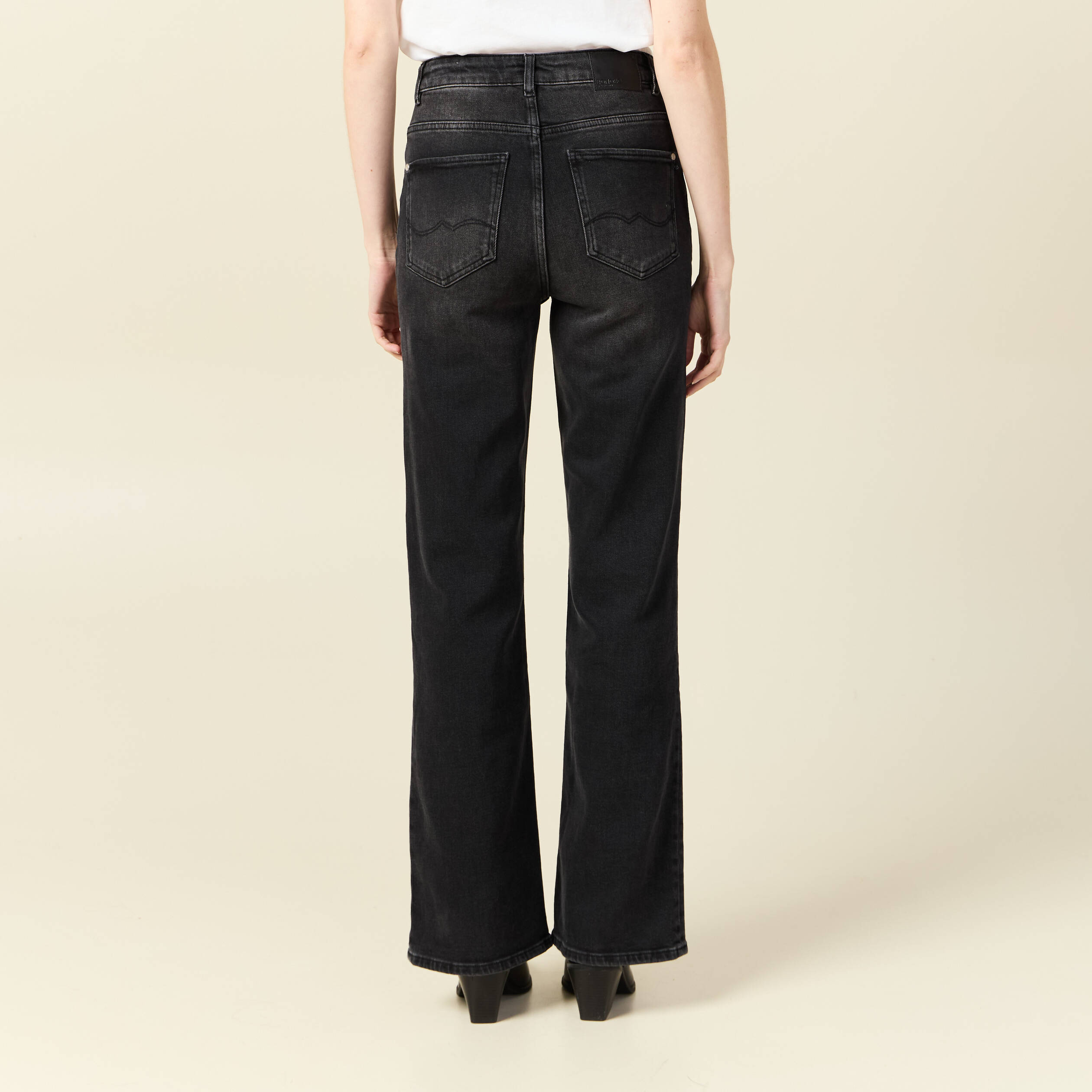 Jeans flare taille haute denim noir femme Bonobo