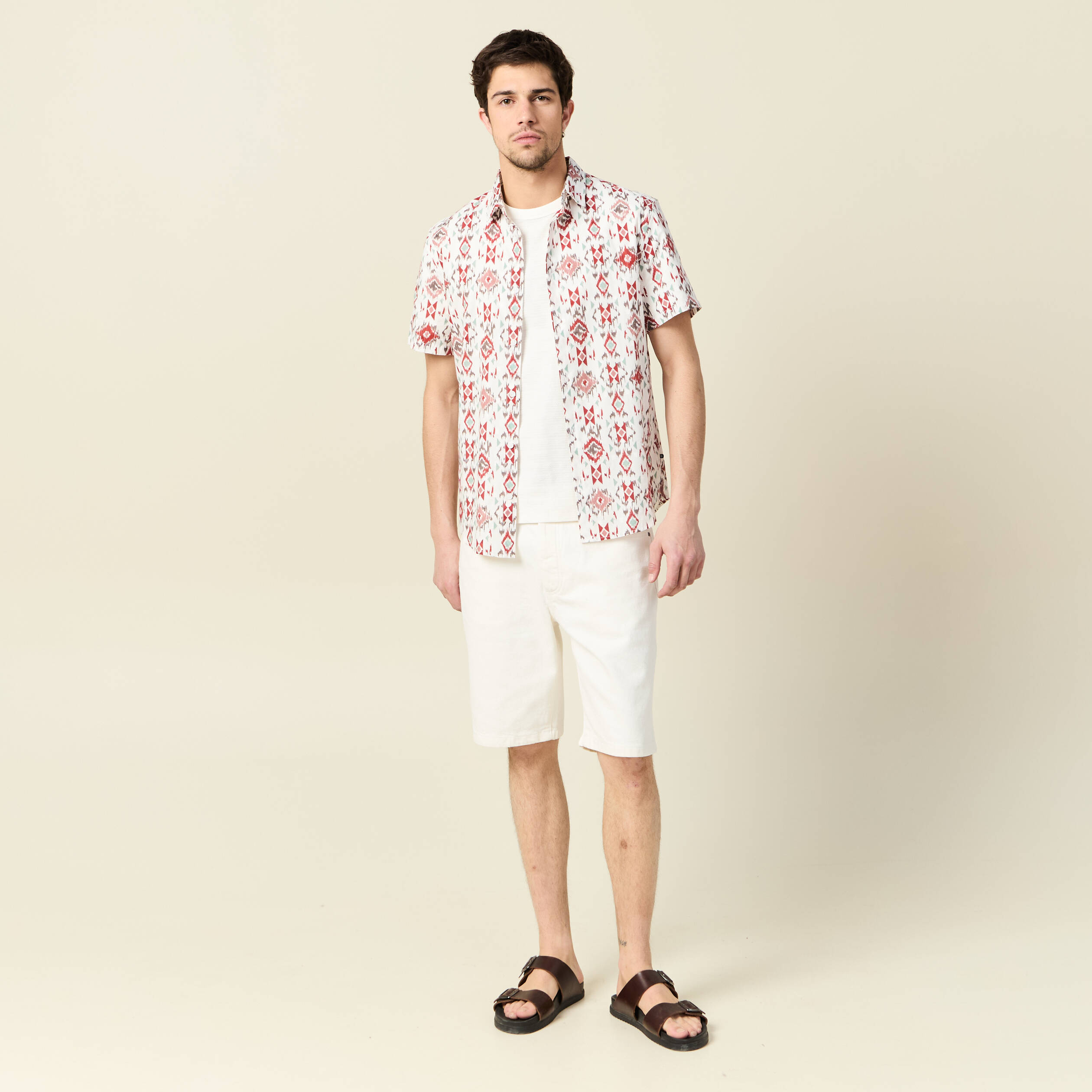 t shirt manches courtes ecru homme T-shirt manches courtes ecru homme