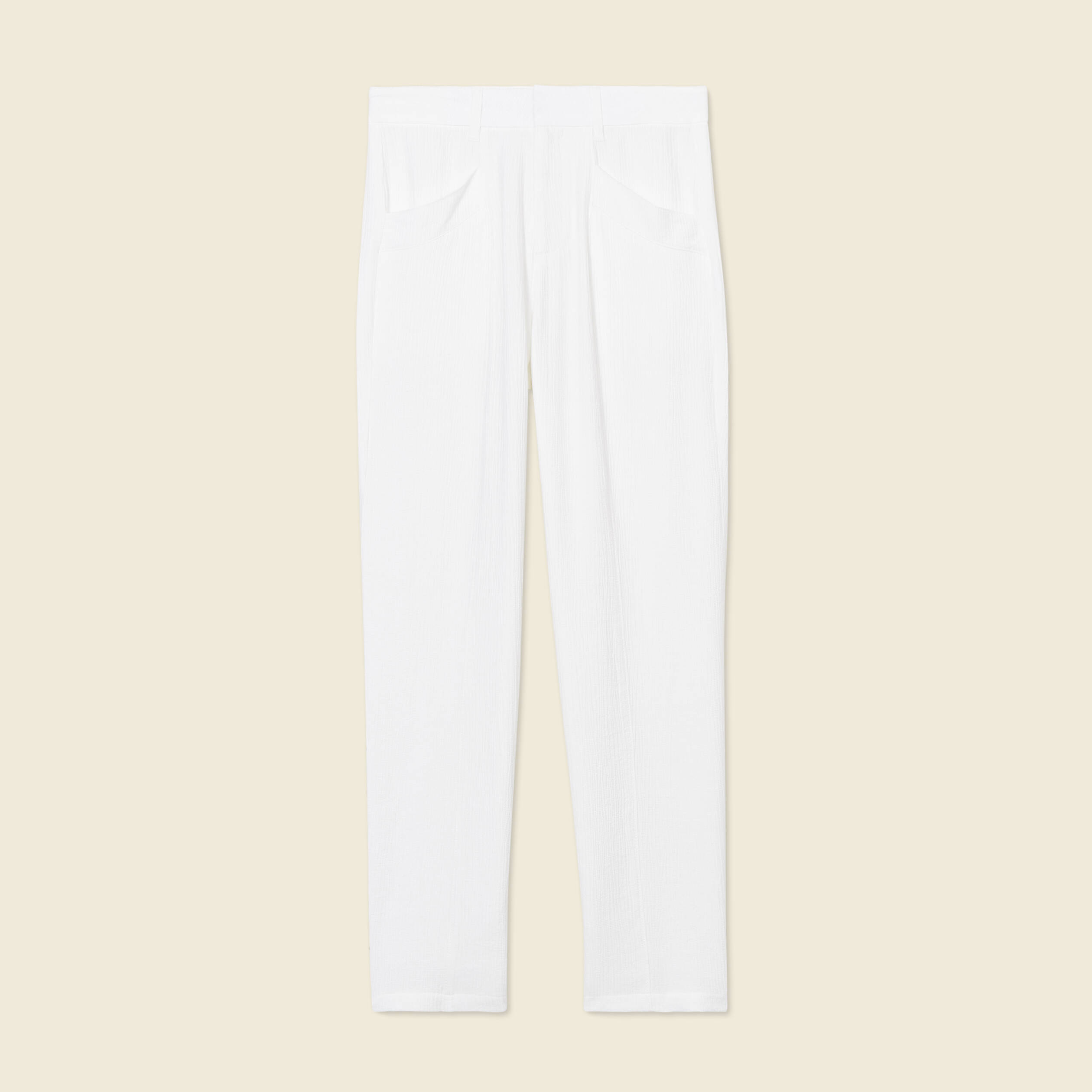 Pantalon cargo fluide ecru femme