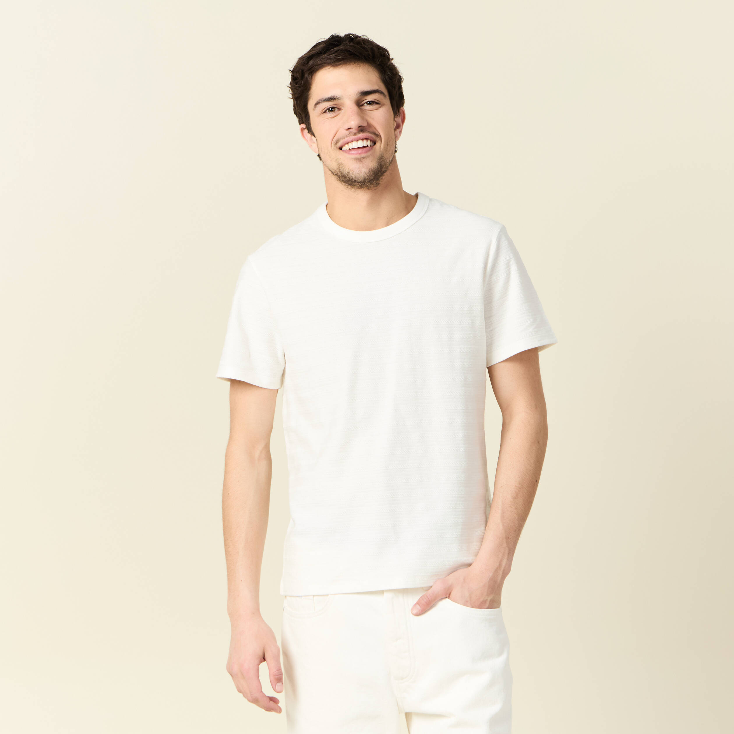 t shirt manches courtes ecru homme T-shirt manches courtes ecru homme