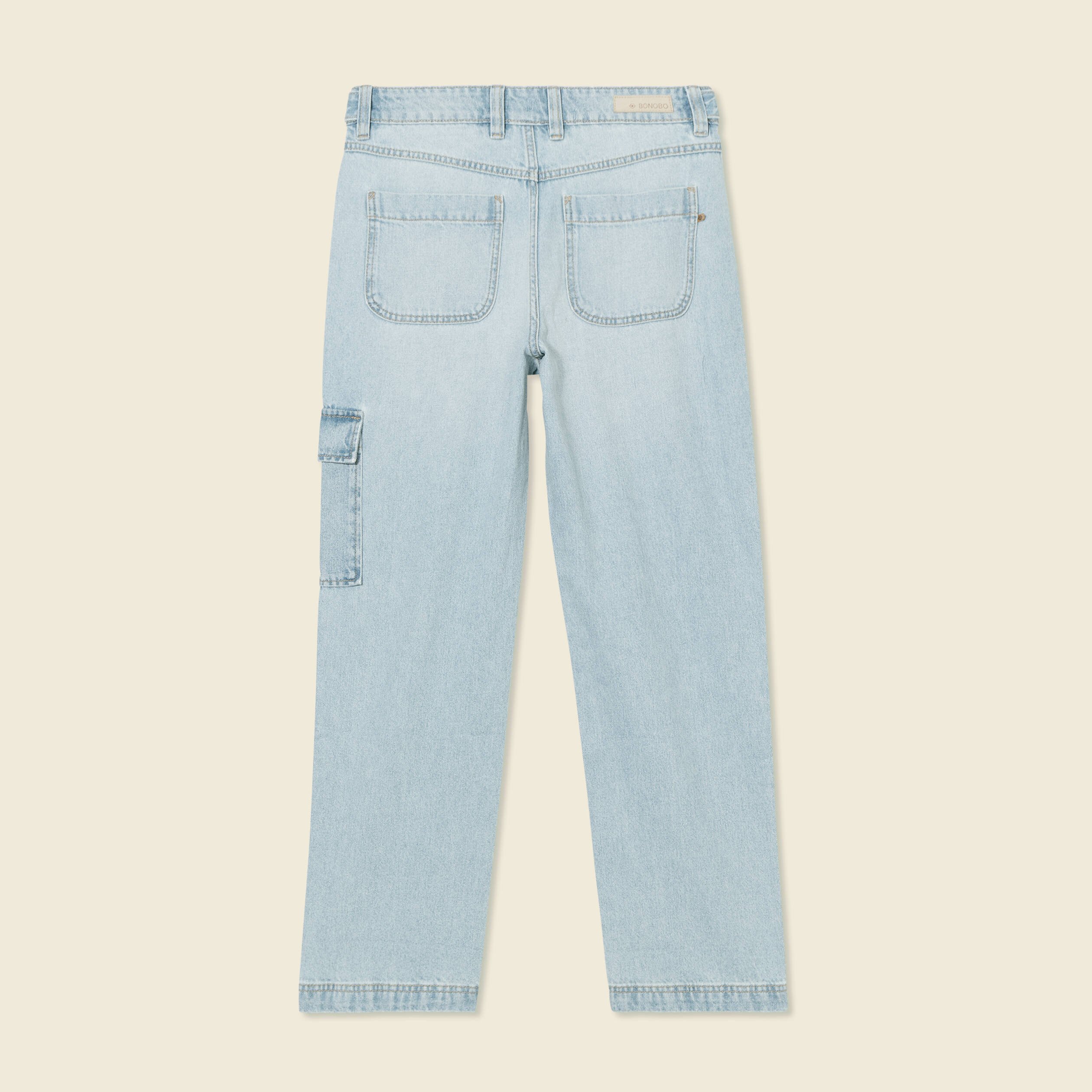 jeans cargo 5 poches denim bleach femme Jeans cargo 5 poches denim bleach femme
