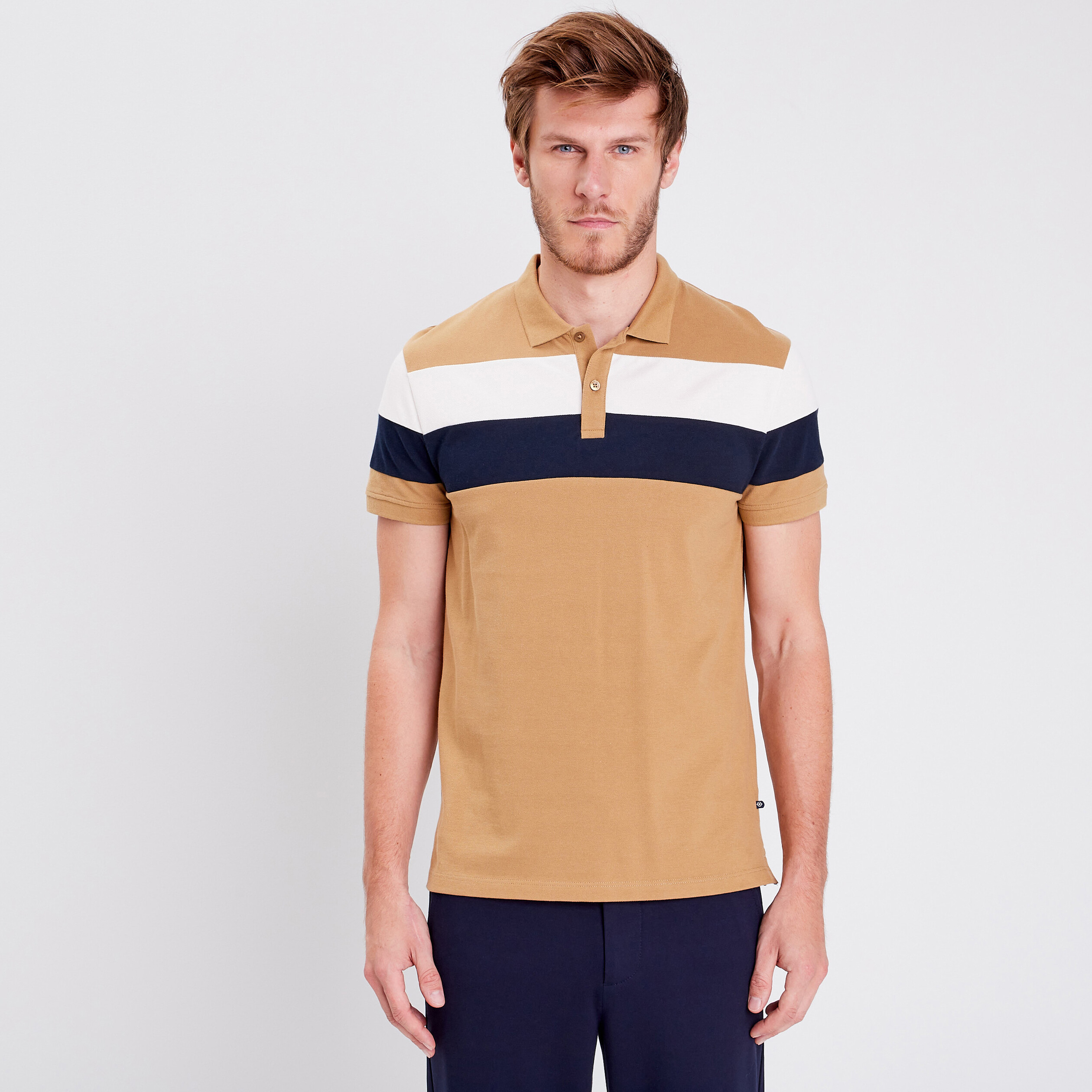Polo manches courtes camel homme