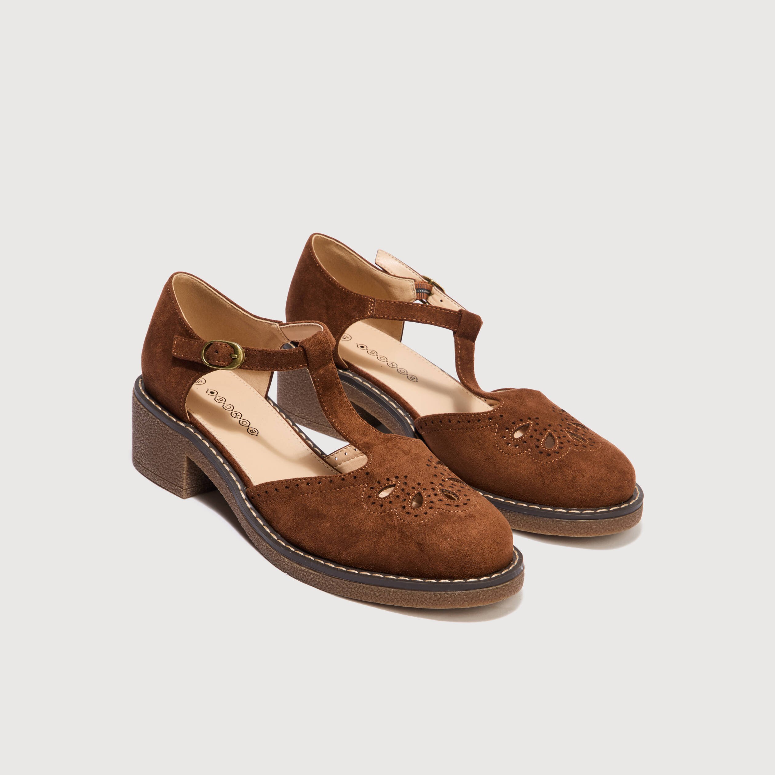 Chaussures salom&eacute; semelle cr&ecirc;pe marron femme