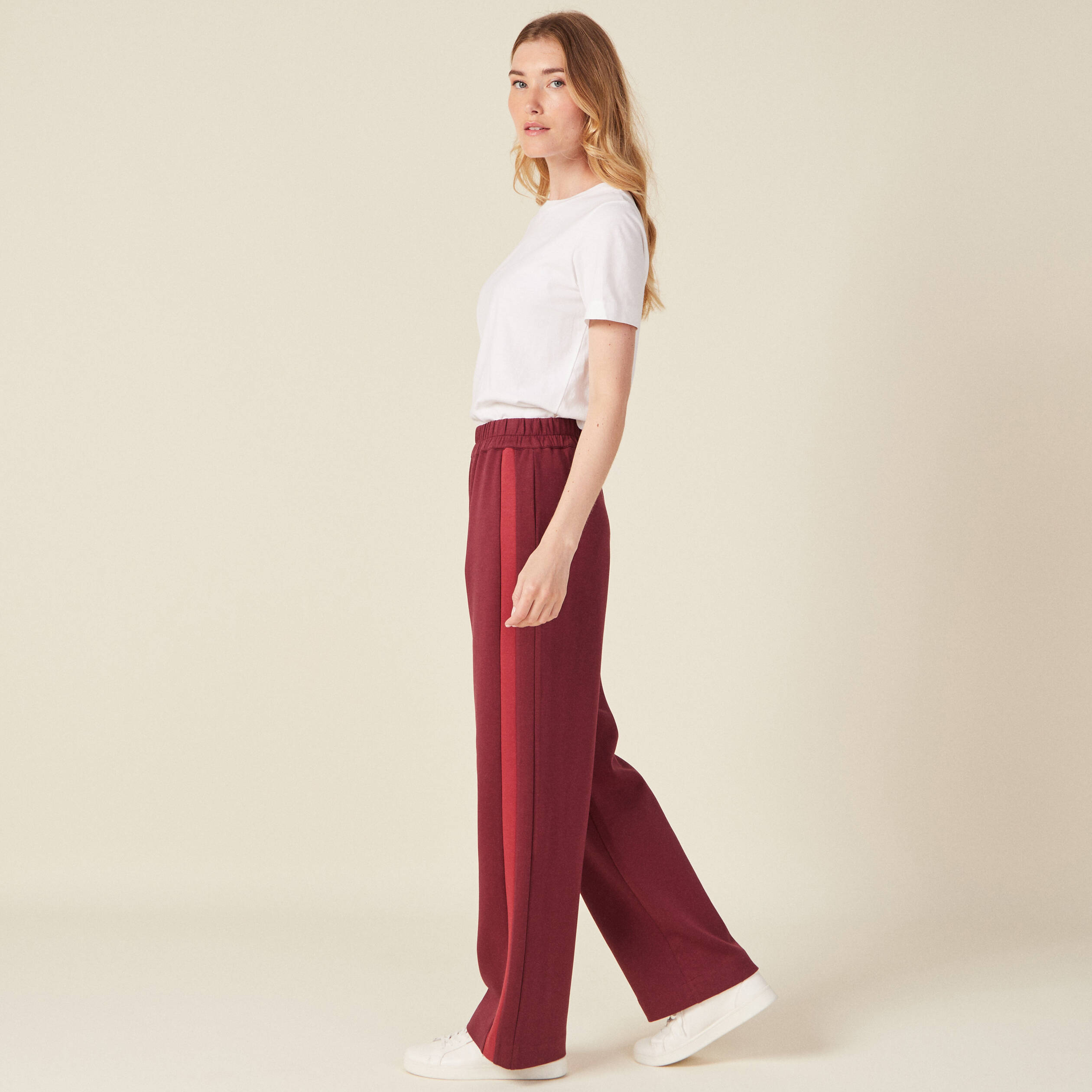 Pantalon jogging large prune femme