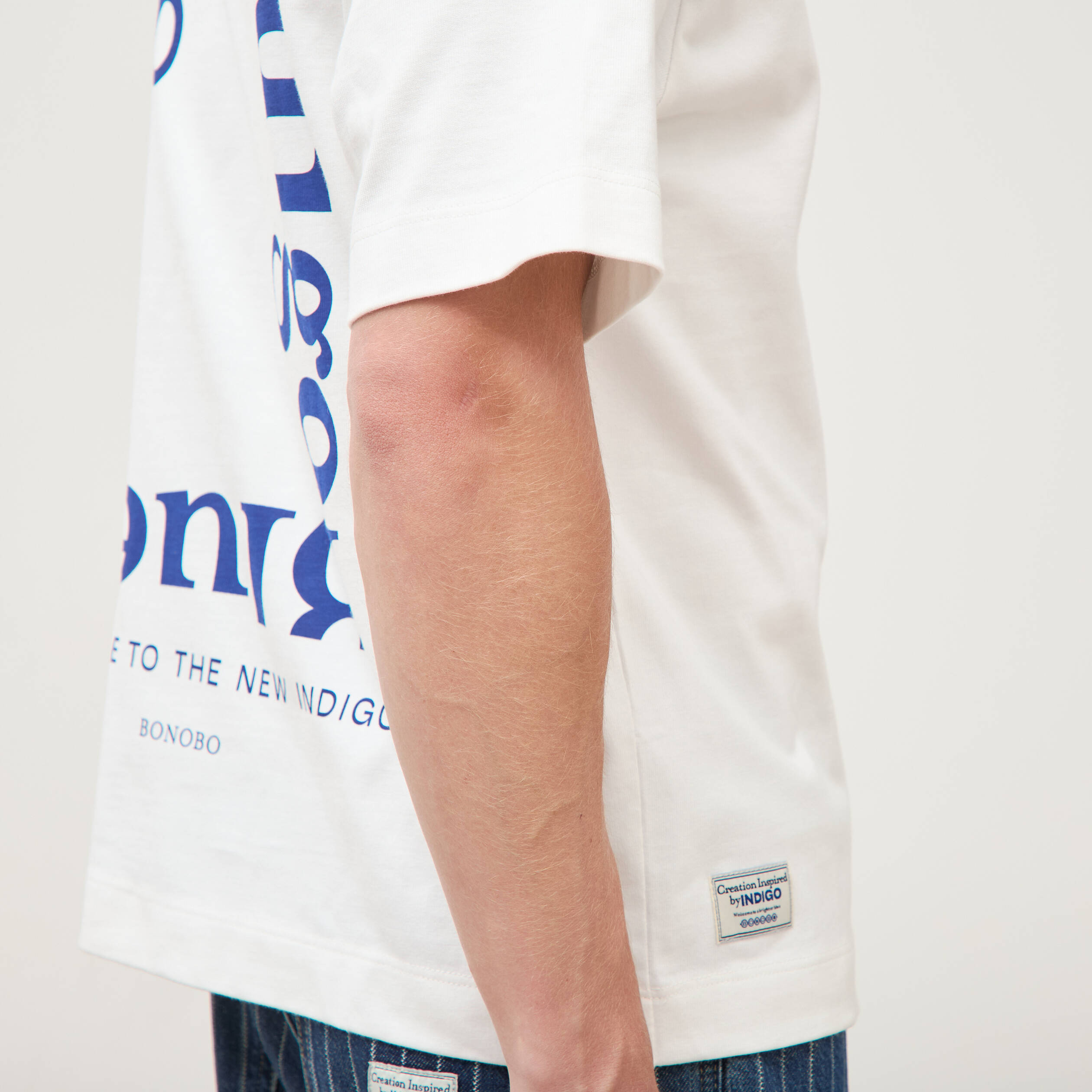 T-shirt ample col rond manches courtes ecru homme
