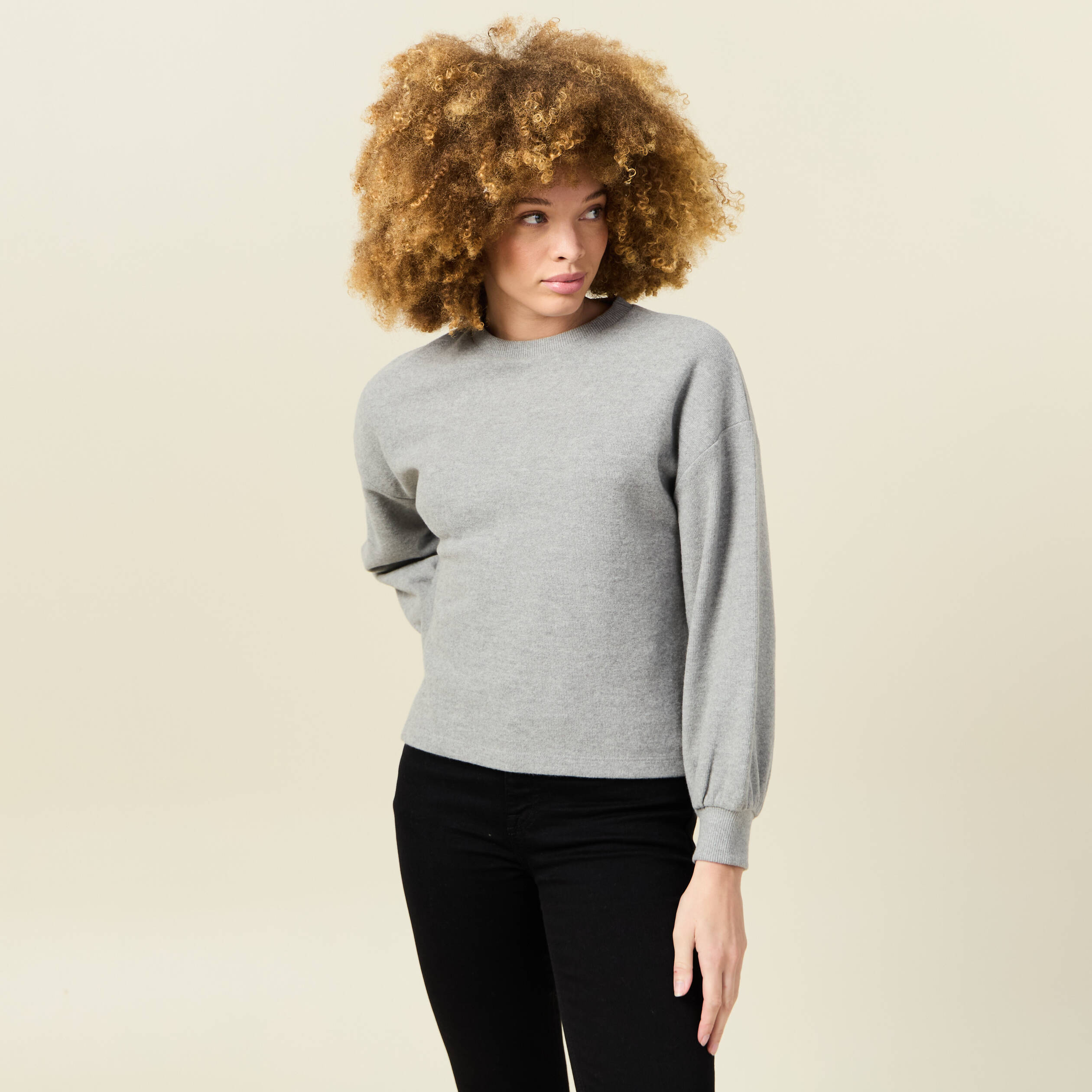 sweat manches longues oversize gris femme Sweat manches longues oversize gris femme