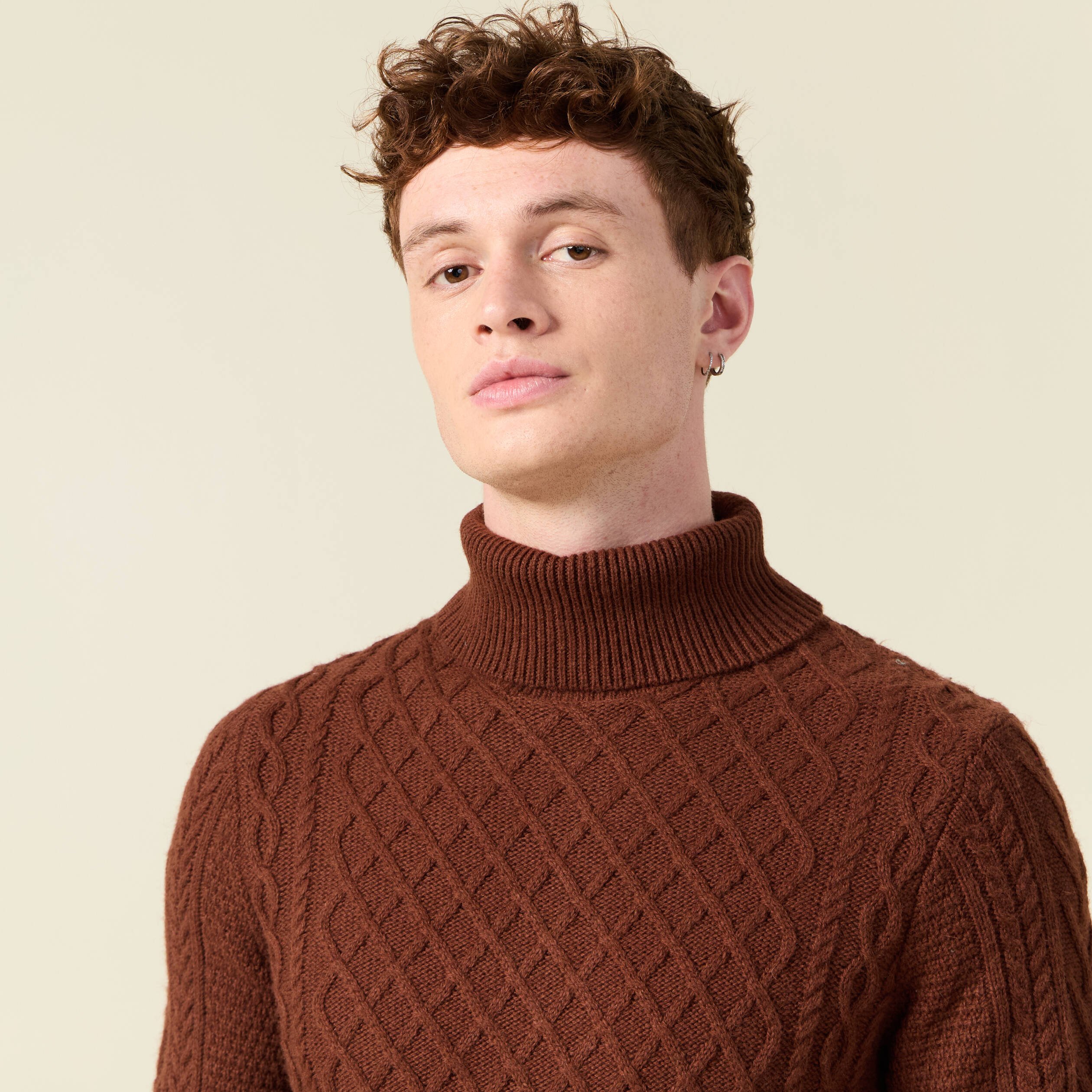 pull manches longues marron cognac homme Pull manches longues marron cognac homme