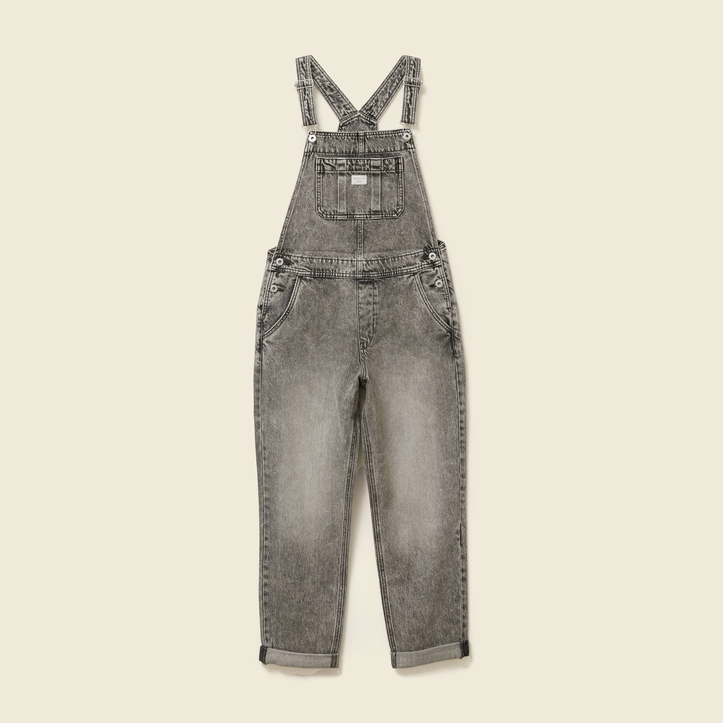 Salopette jeans taille standard denim snow gris femme