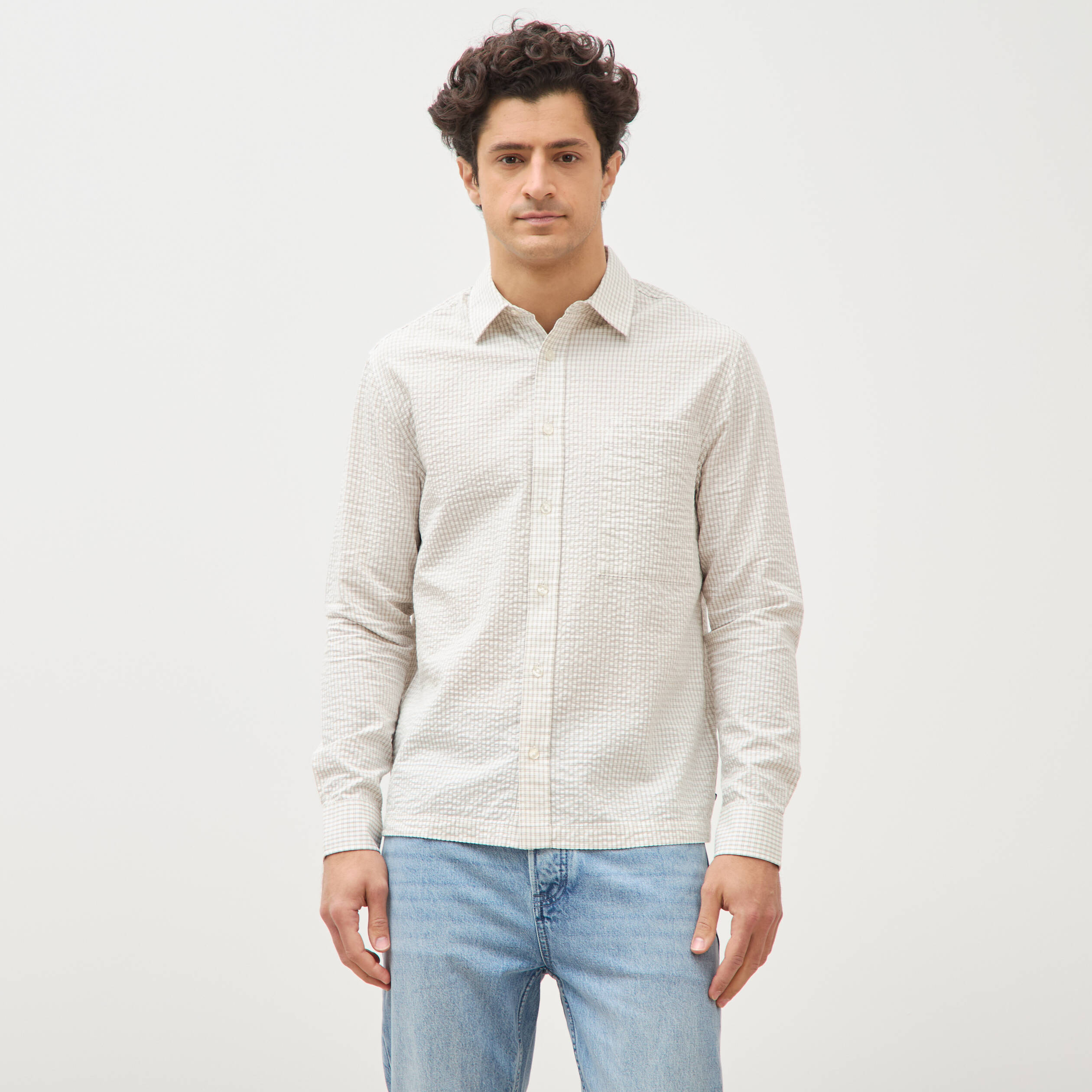 Chemise boyfriend en coton ecru homme
