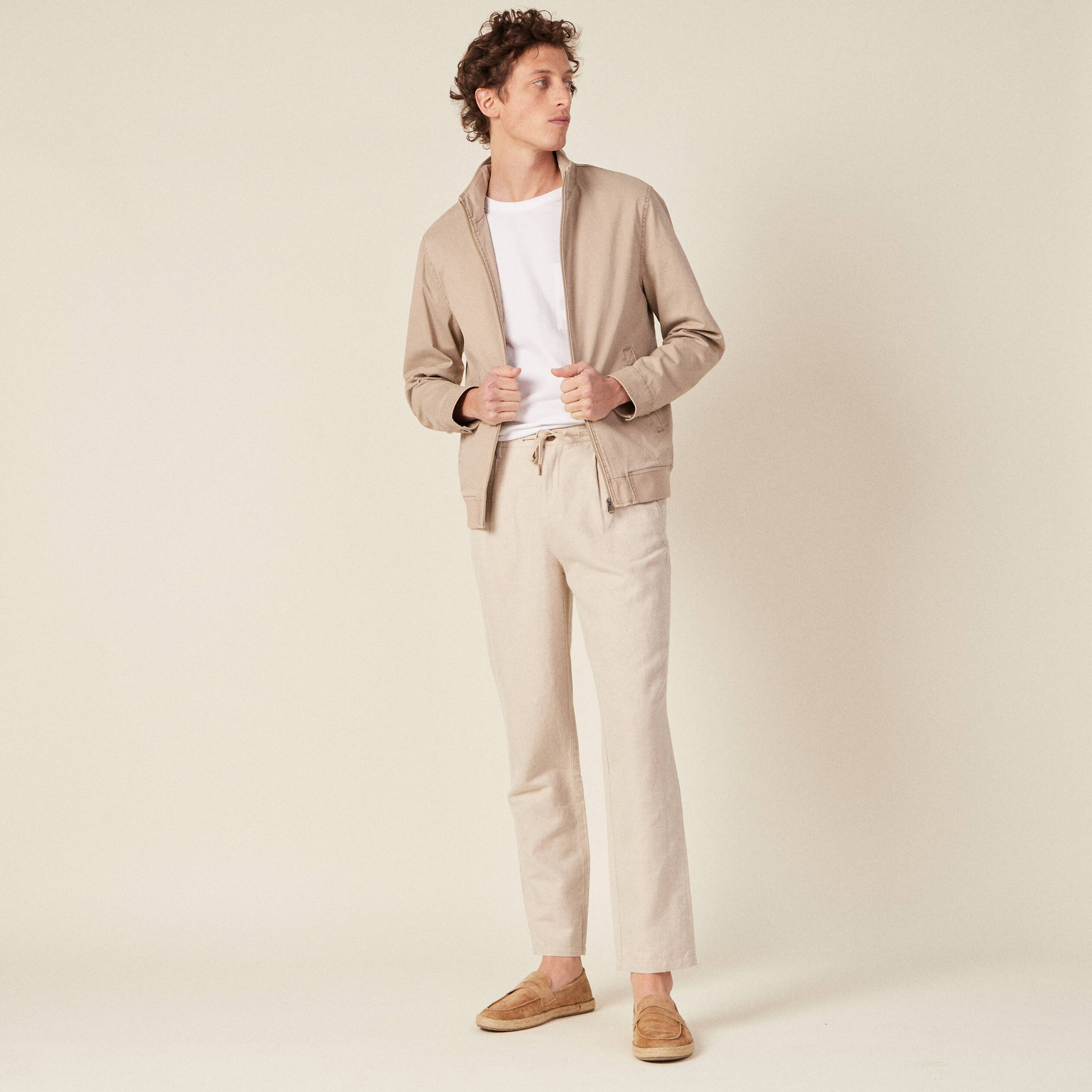 blouson droit zippe sable homme Blouson droit zippé sable homme