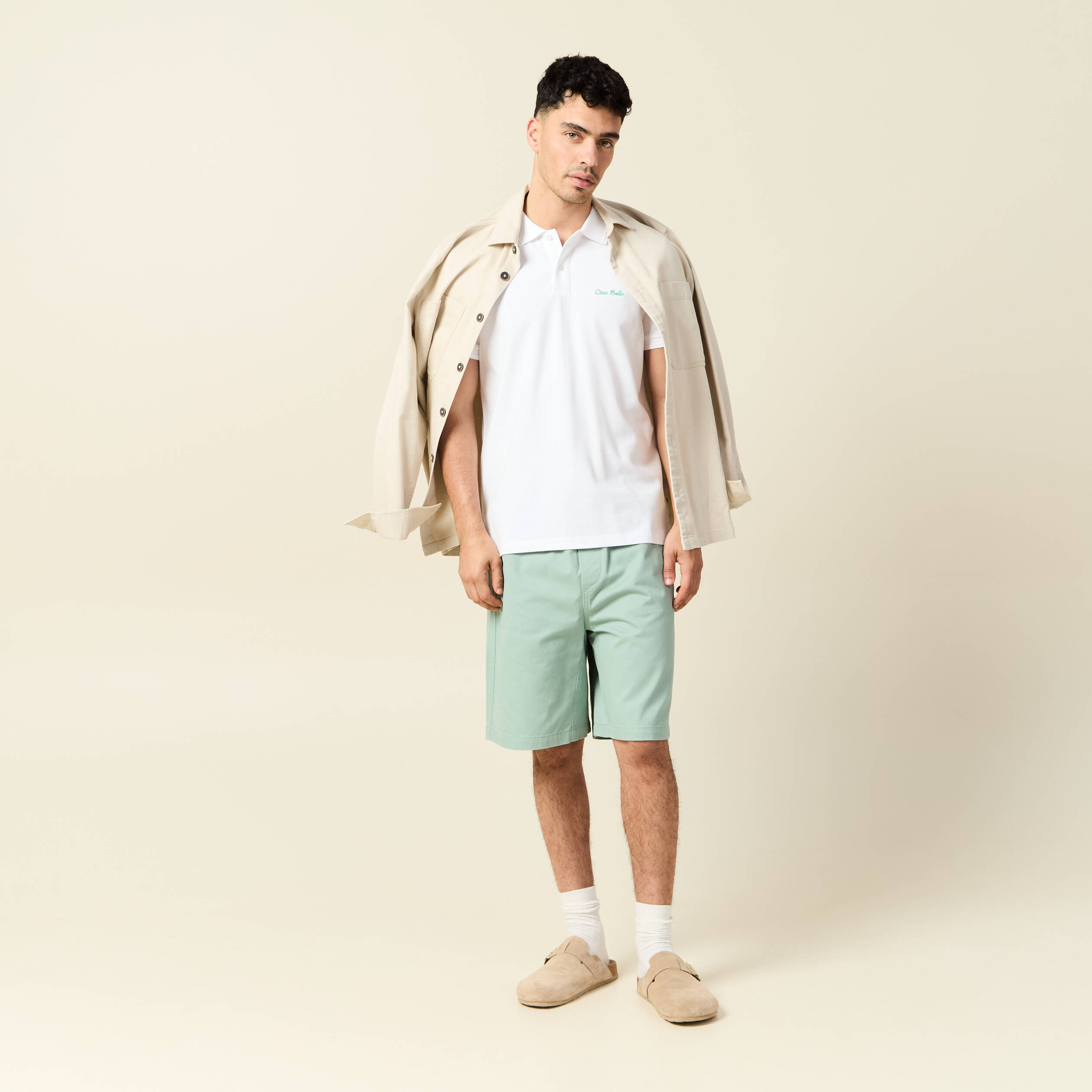 Bermuda droit vert olive homme