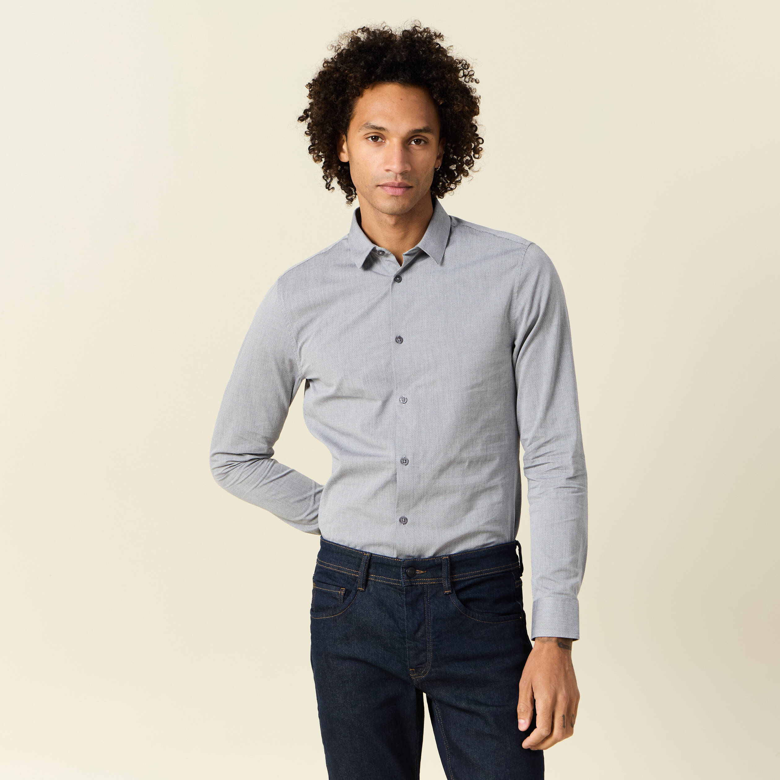 chemise manches longues gris homme Chemise manches longues gris homme