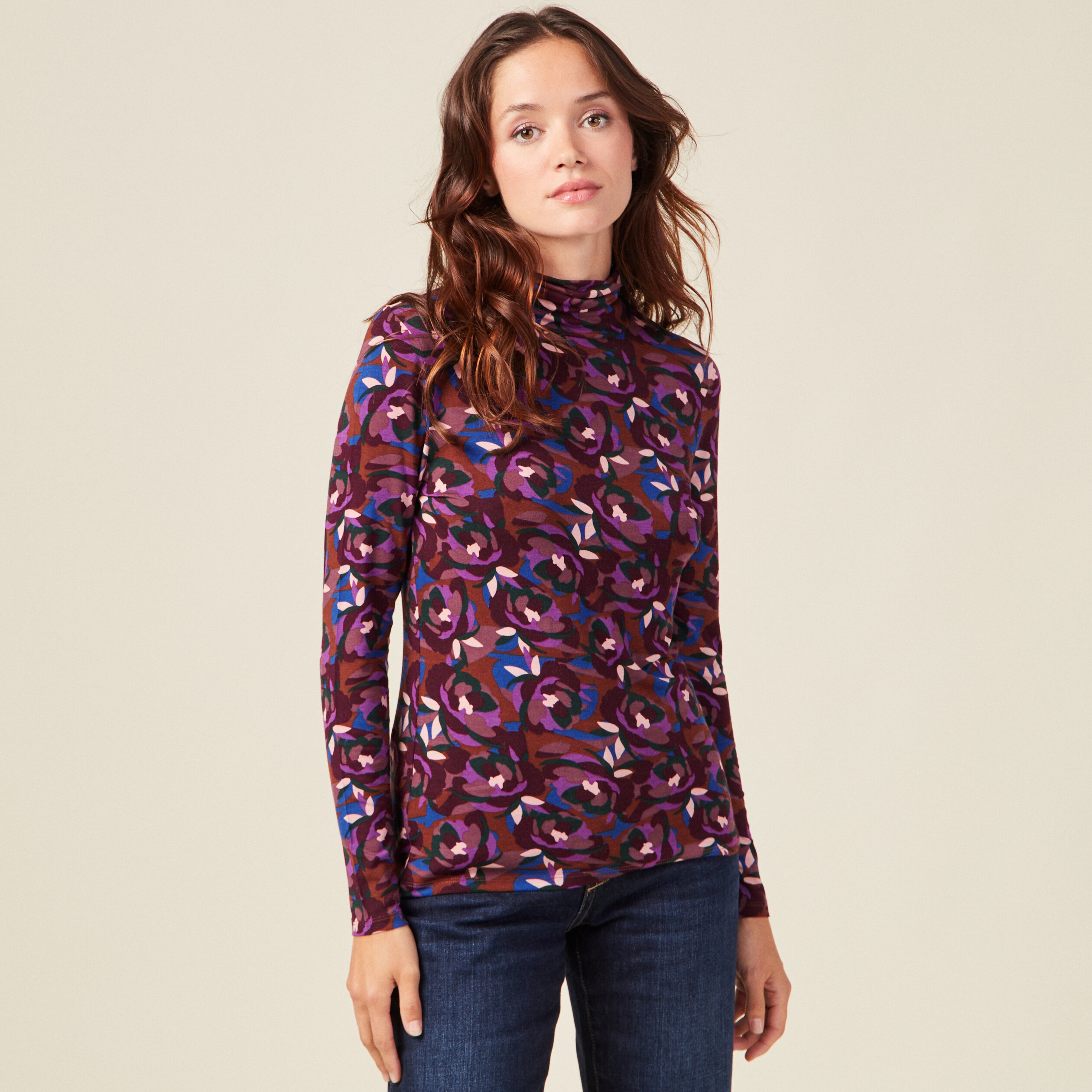 t shirt manches longues marron femme T-shirt manches longues marron femme