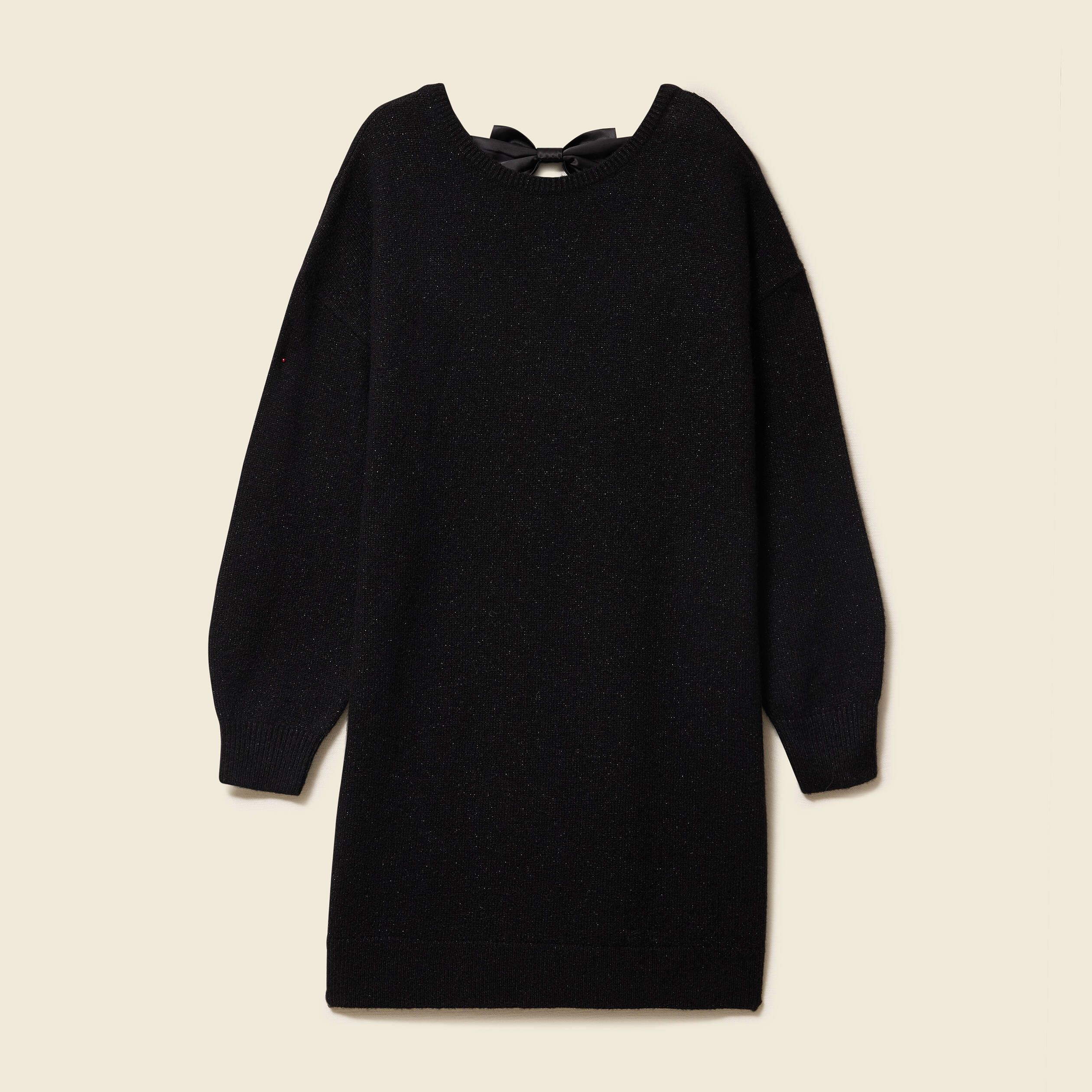 Robe pull fin manches longues noir femme