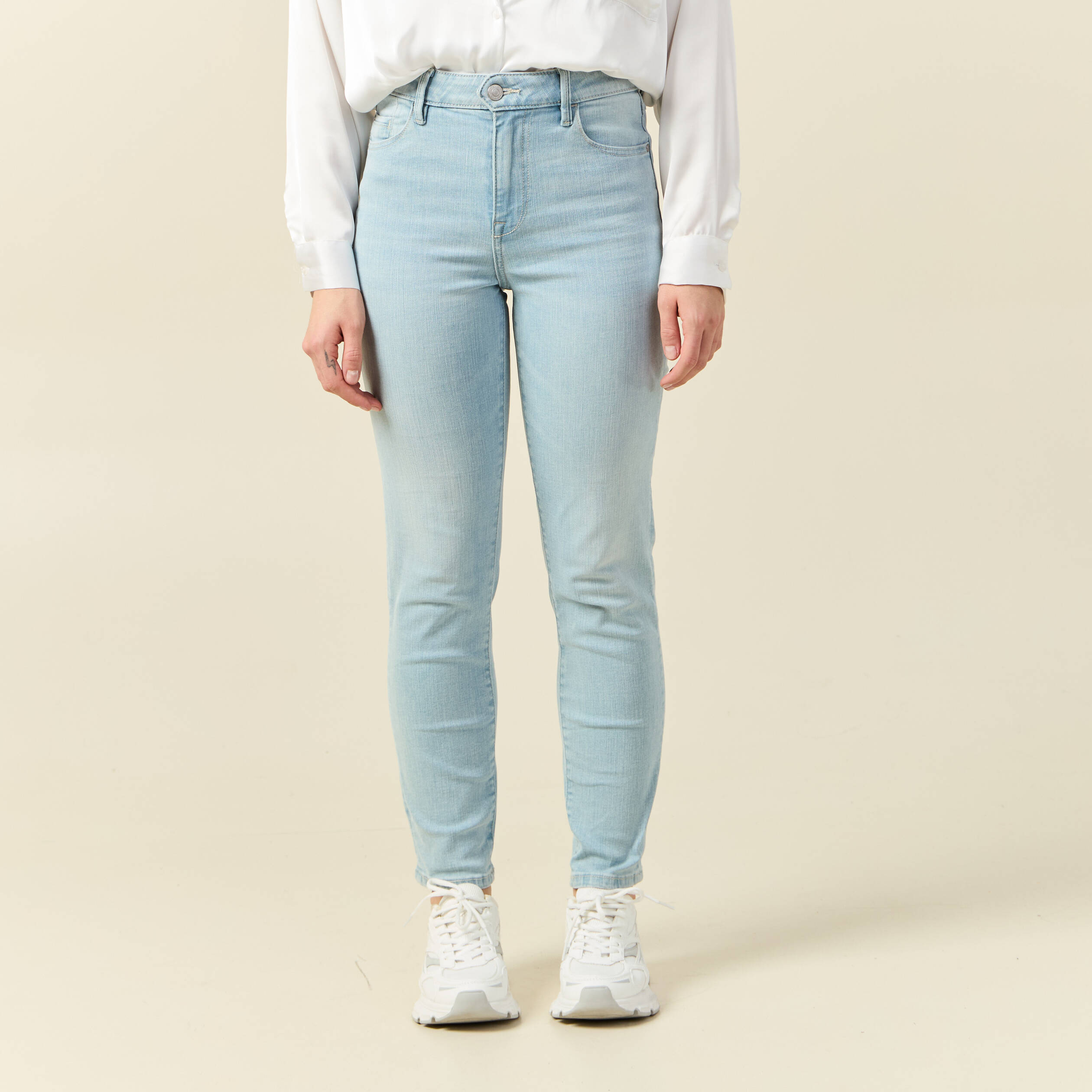 jeans slim taille haute 78eme denim bleach femme Jeans slim taille haute 7/8ème denim bleach femme