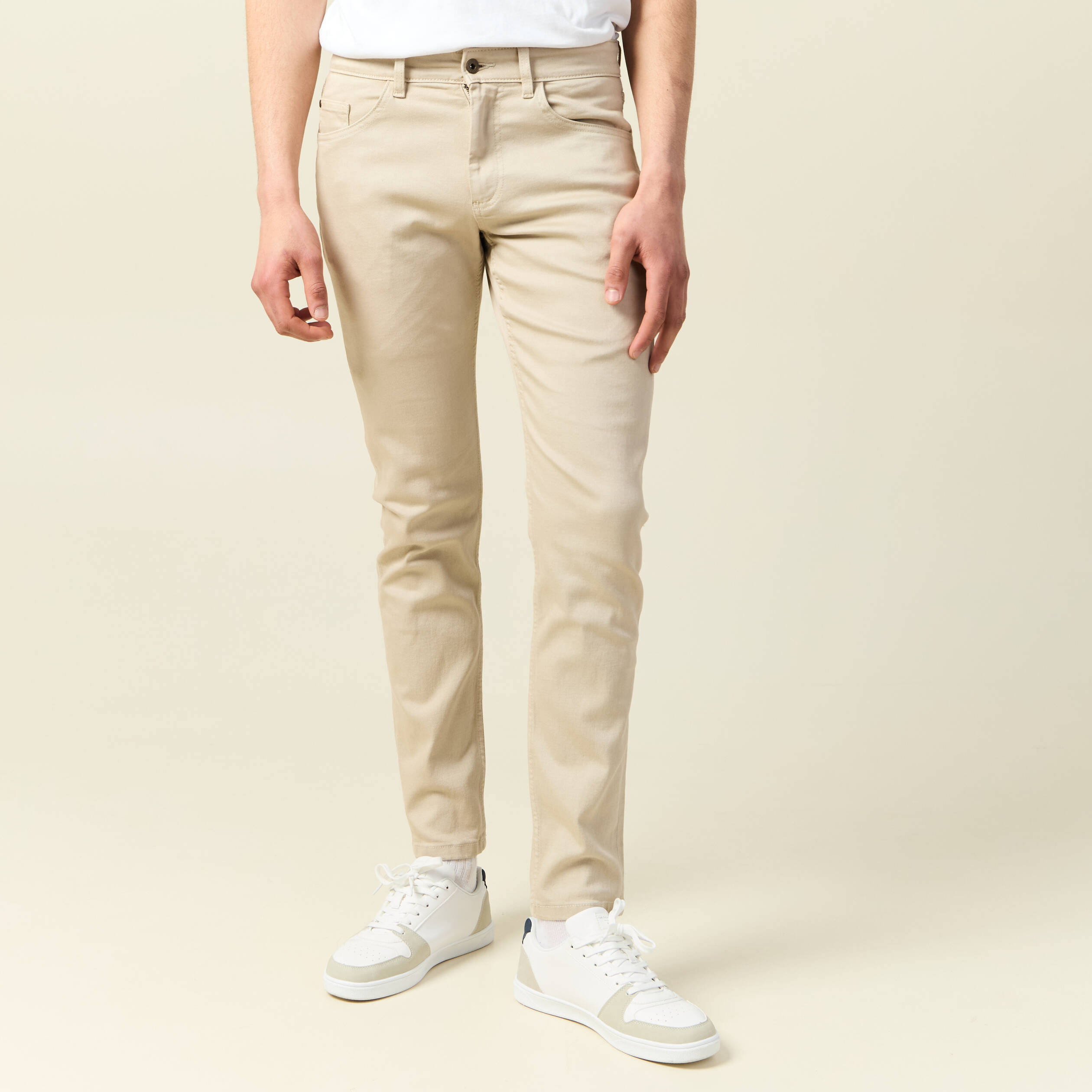 jeans slim 5 poches denim beige homme Jeans slim 5 poches denim beige homme