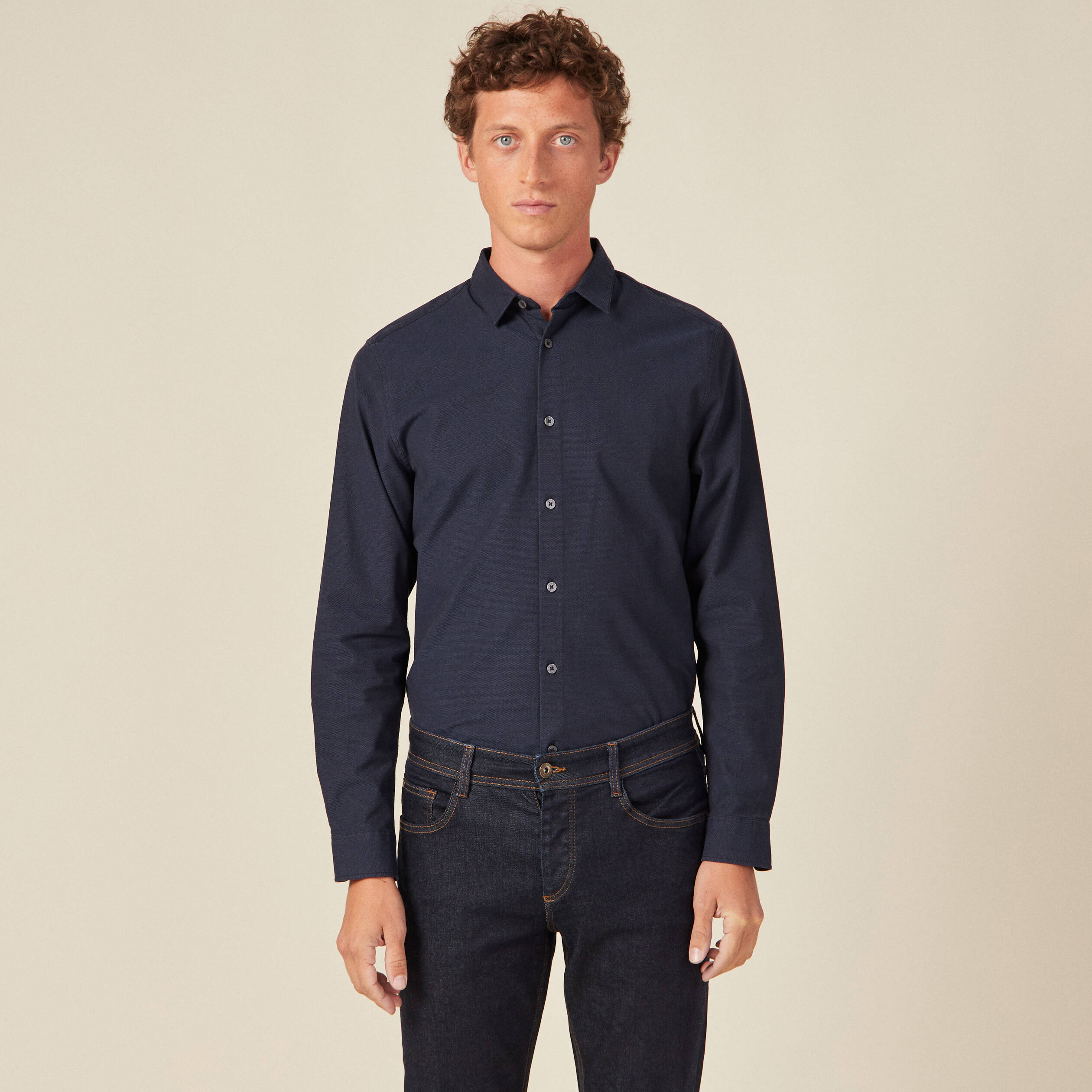 Chemise éco-responsable bleu foncé homme